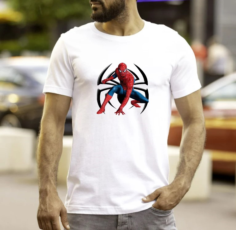 spiderman logo araignée impression dtf transfert thermocollant t-shirt homme femme enfant avengers