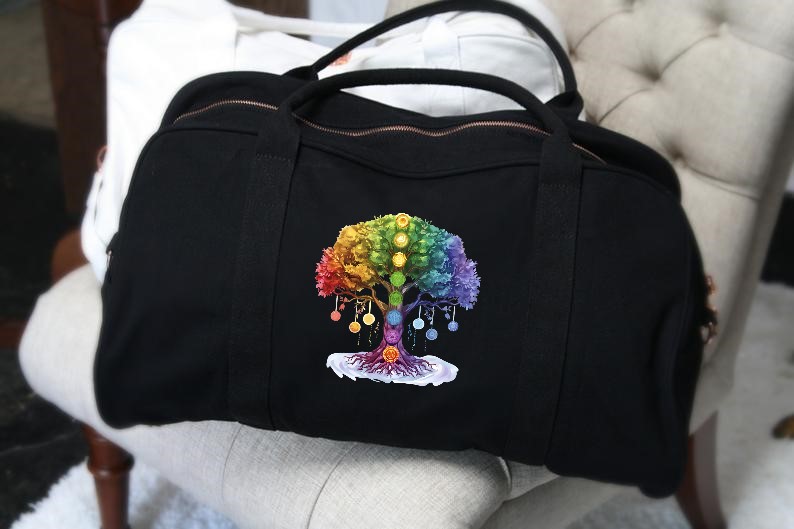 arbre chakras impression dtf transfert thermocollant flex textile sac sport shopping plage zen yoga