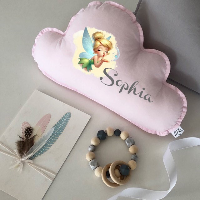 fée clochette impression dtf transfert thermocollant coussin bébe enfant objet déco disney