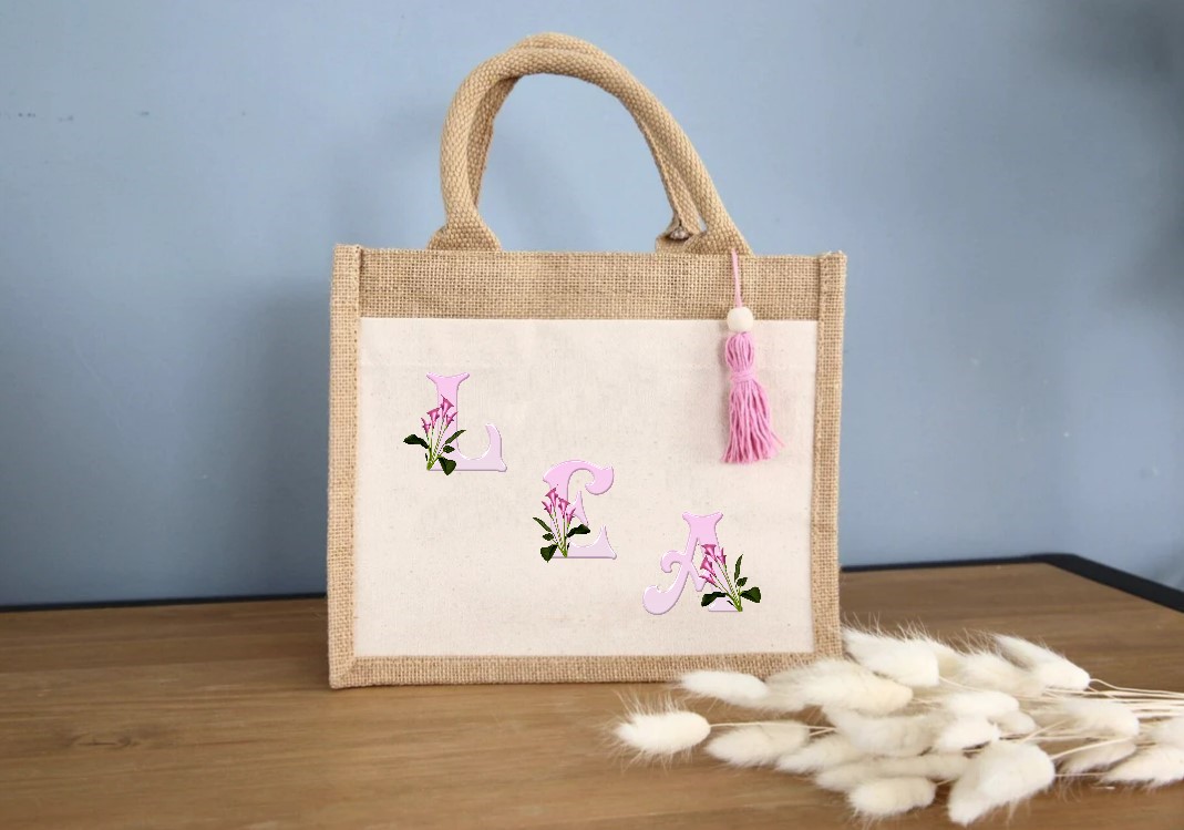 alphabet fleurs calla transfert thermocollant flex textile sac shopping plage sport tissu arum bouquet