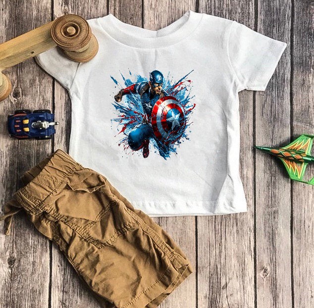 captain americ avenger transfert thermocollant t-shirt enfant homme femme bébé marvel