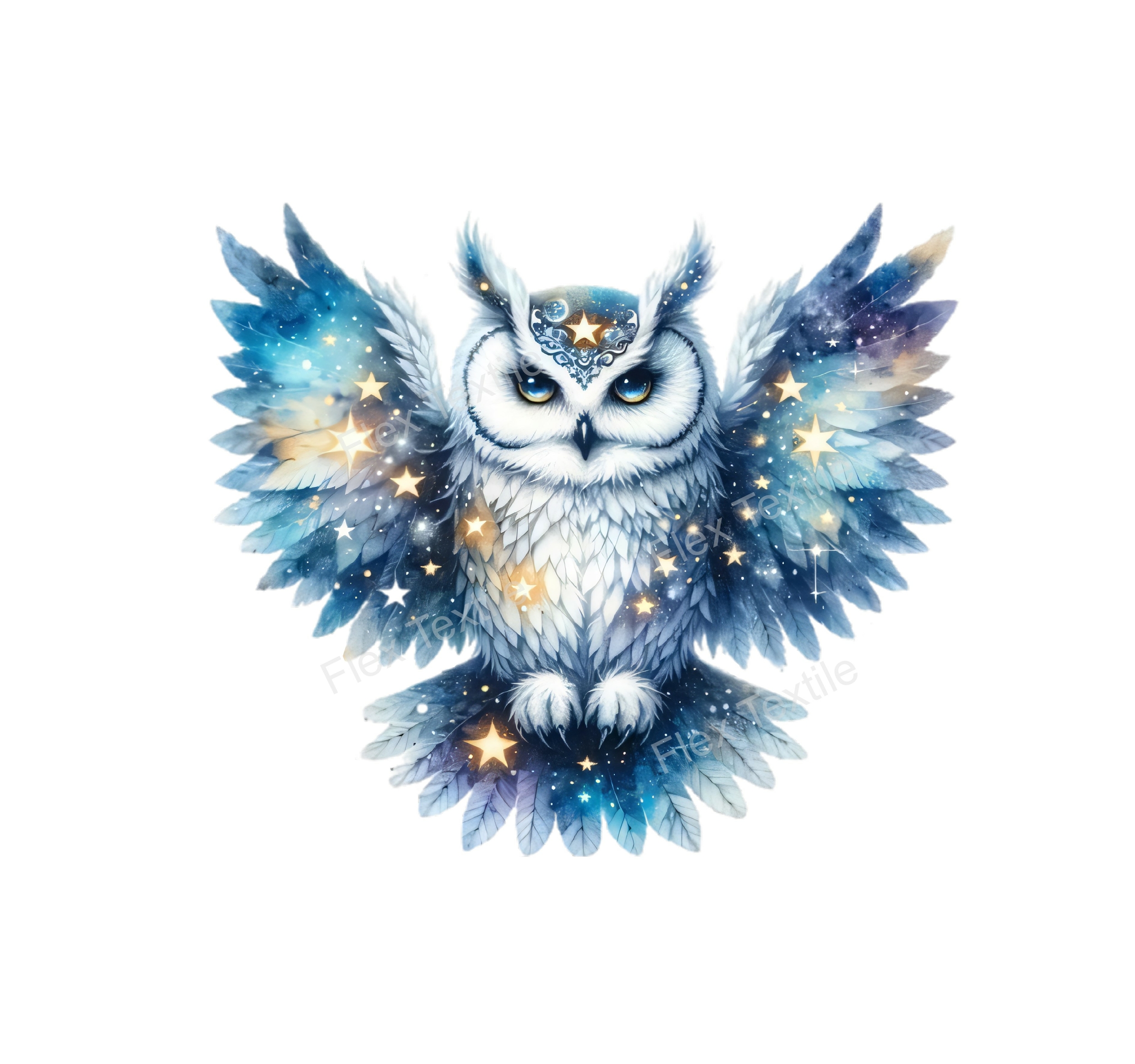 hibou étoiles transfert thermocollant flex textile