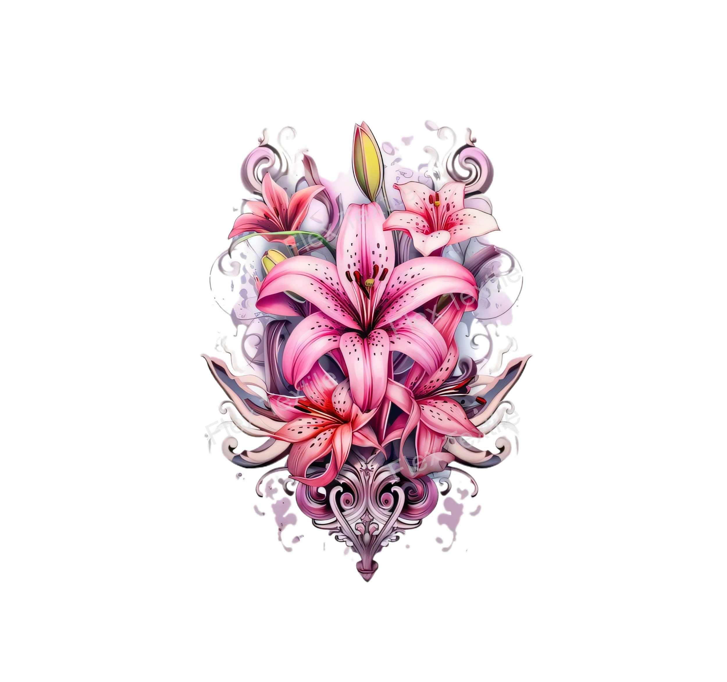 bouquet lys fleurs transfert thermocollant flex textile