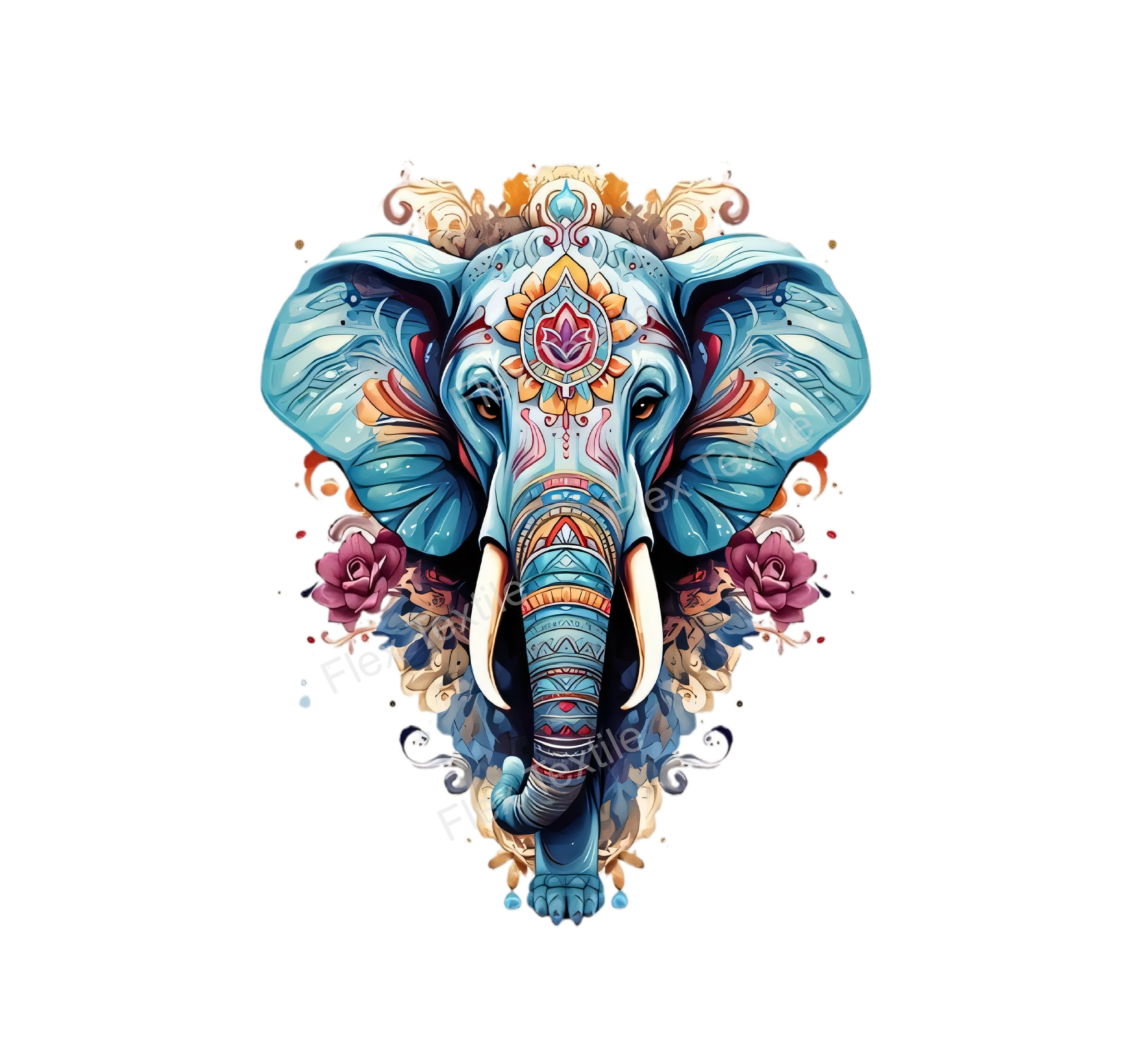 éléphant fleurs ornements transfert thermocollant flex textile