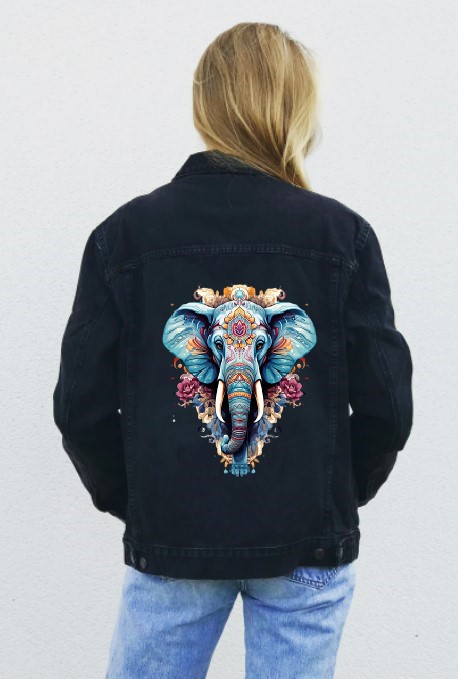 éléphant fleurs ornements transfert thermocollant flex textile sac shopping plage sport animal veste jean homme femme enfant