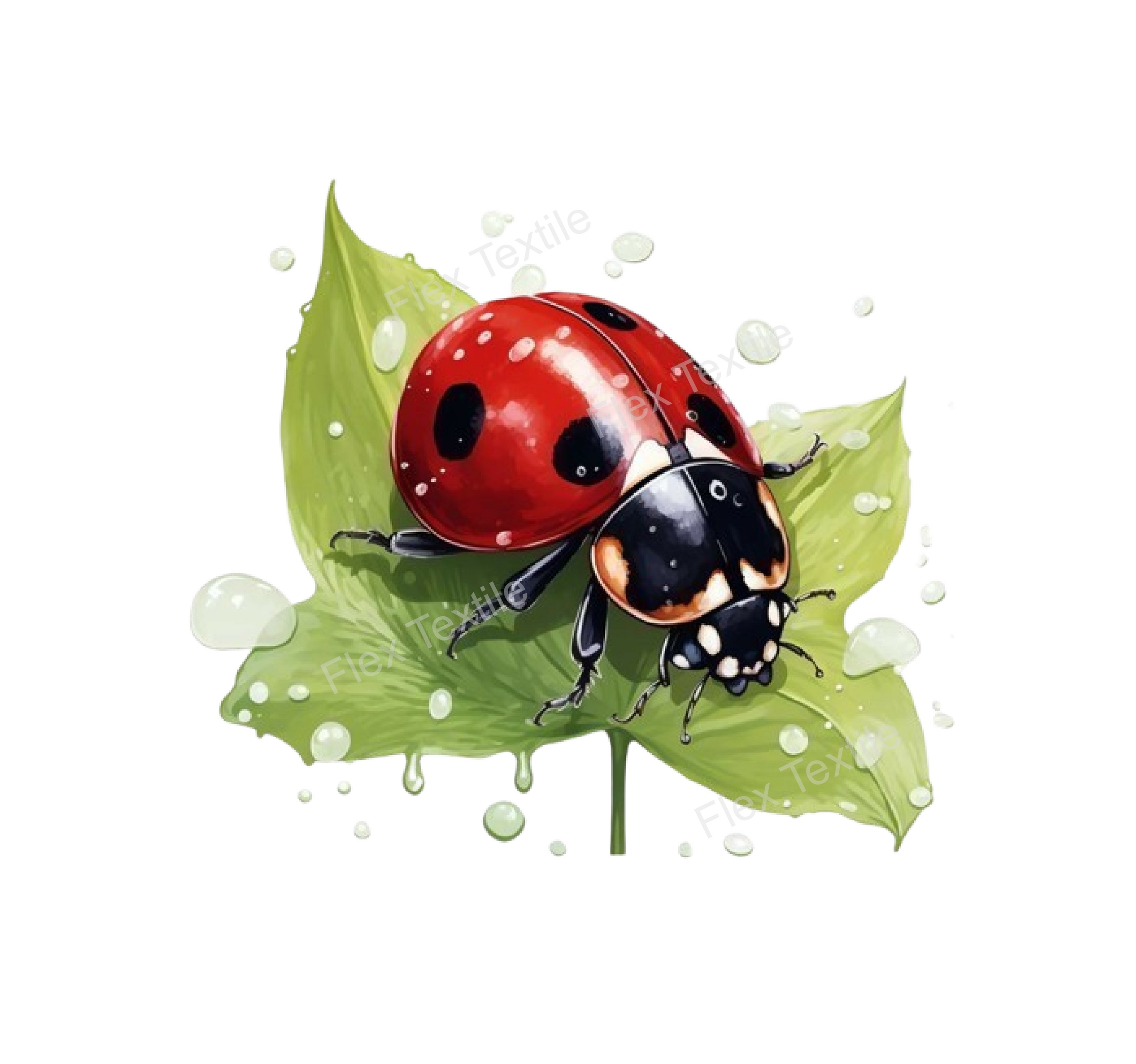 Coccinelle Feuille Gouttes Transfert Thermocollant Flex Textile