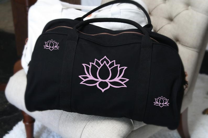 joli lotus motif thermocollant flex textile zen fleur sac shopping sport plage