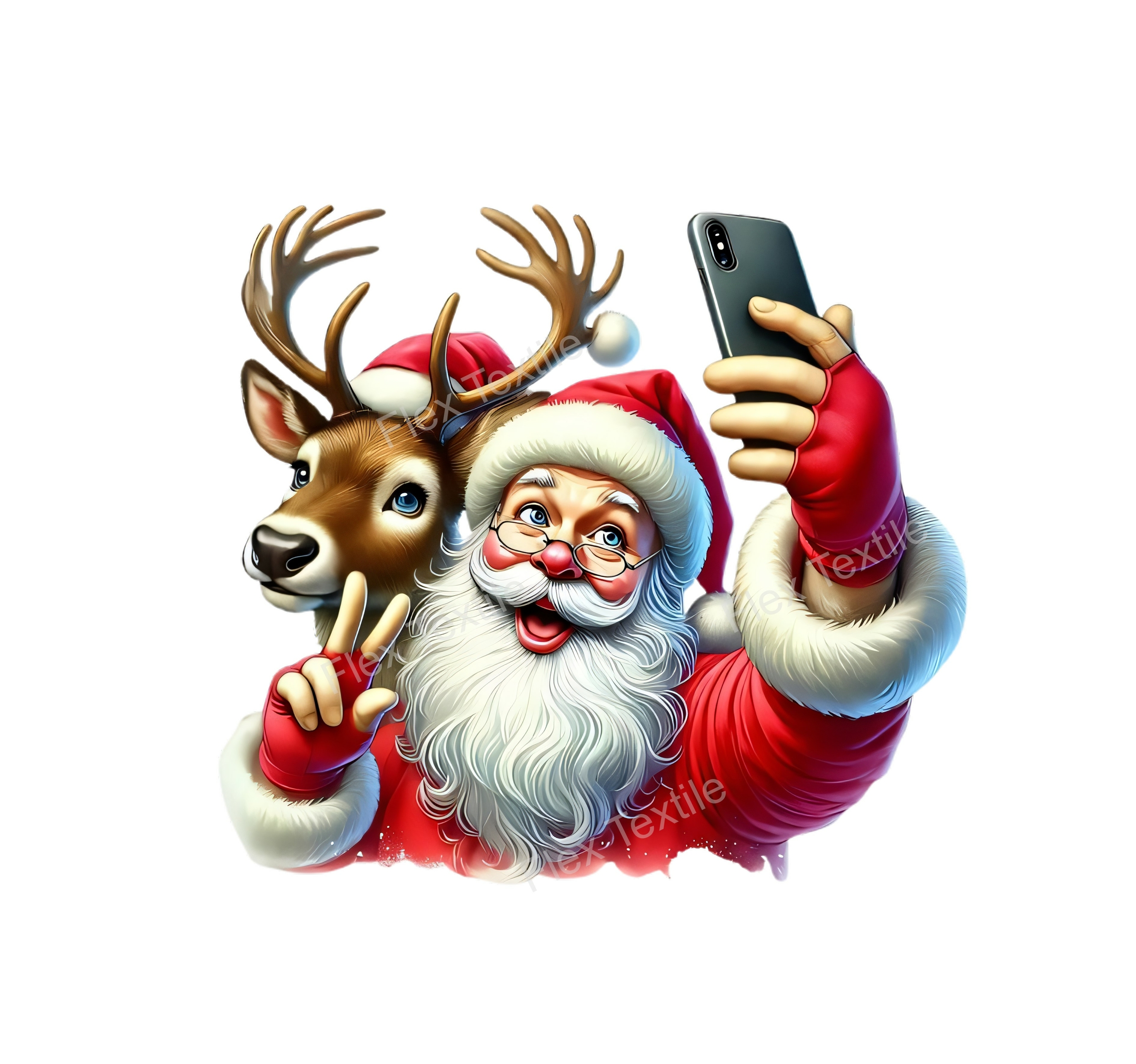 Père Noël Selfie transfert thermocollant flex textile