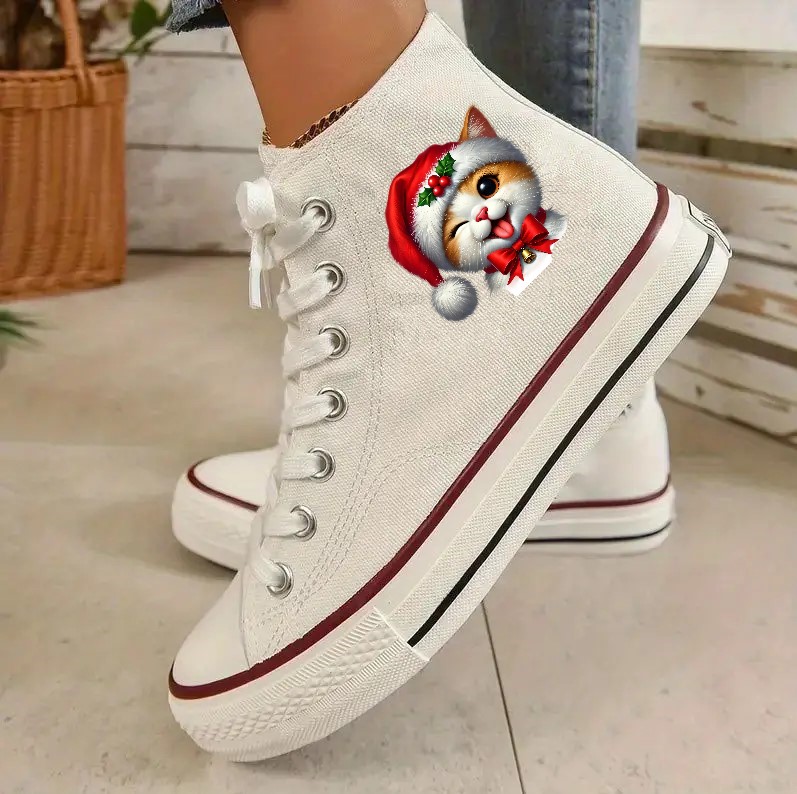 Chat Noël Transfert Thermocollant Chaussure Basket Sneakers