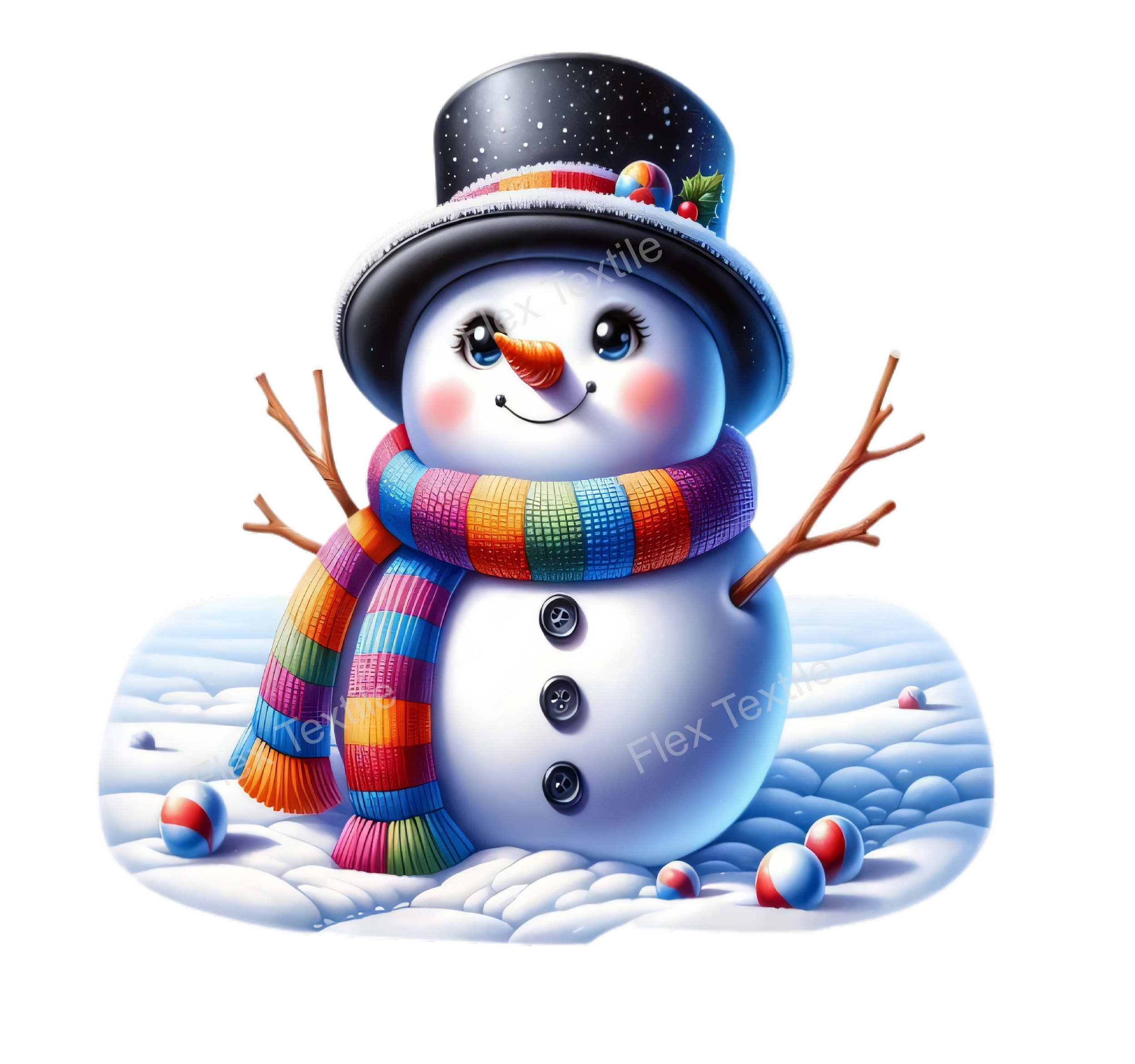 Bonhomme de Neige Transfert Thermocollant Flex Textile