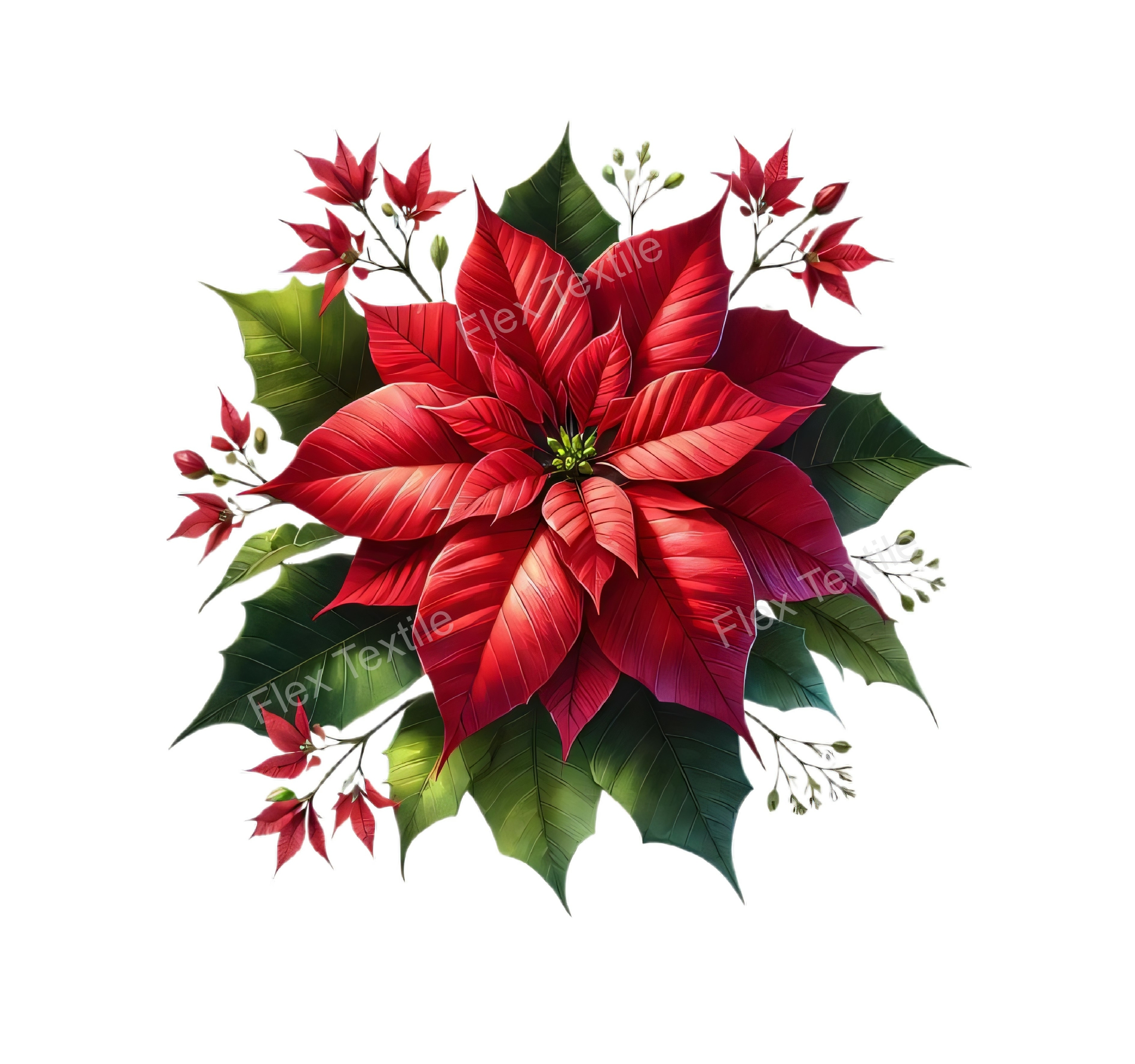 fleur poinsettia transfert thermocollant flex textile
