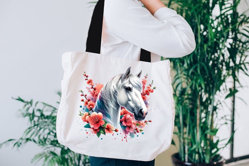 Tête Cheval Blanc Fleurs2