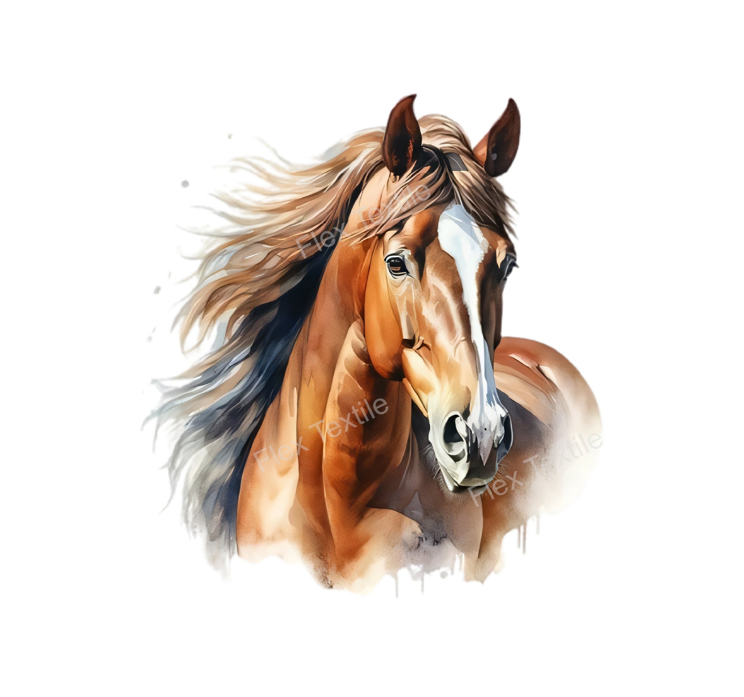 tête cheval marron transfert thermocollant impression dtf flex textile