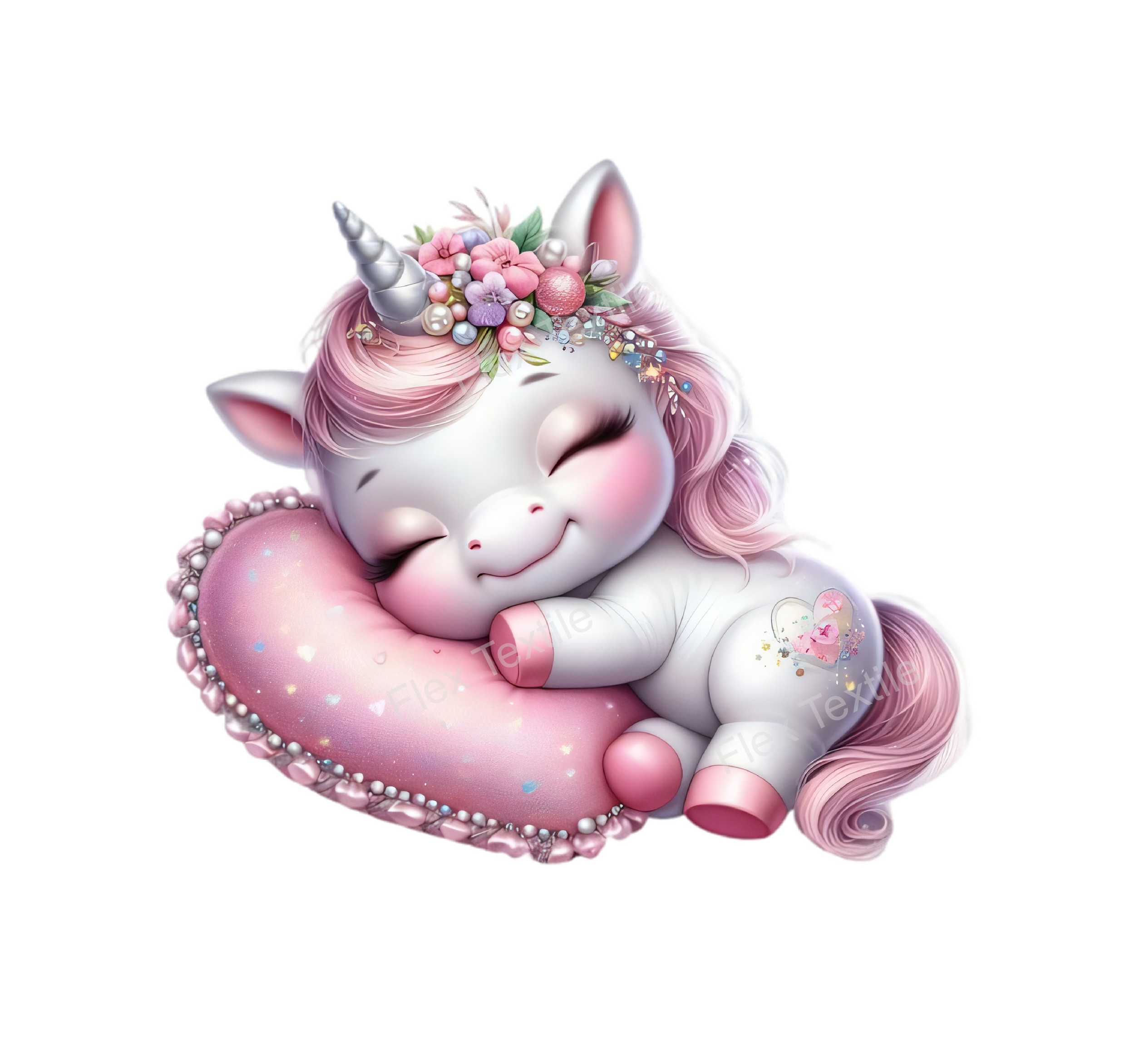 Licorne dort coussin transfert thermocollant impression dtf flex textile