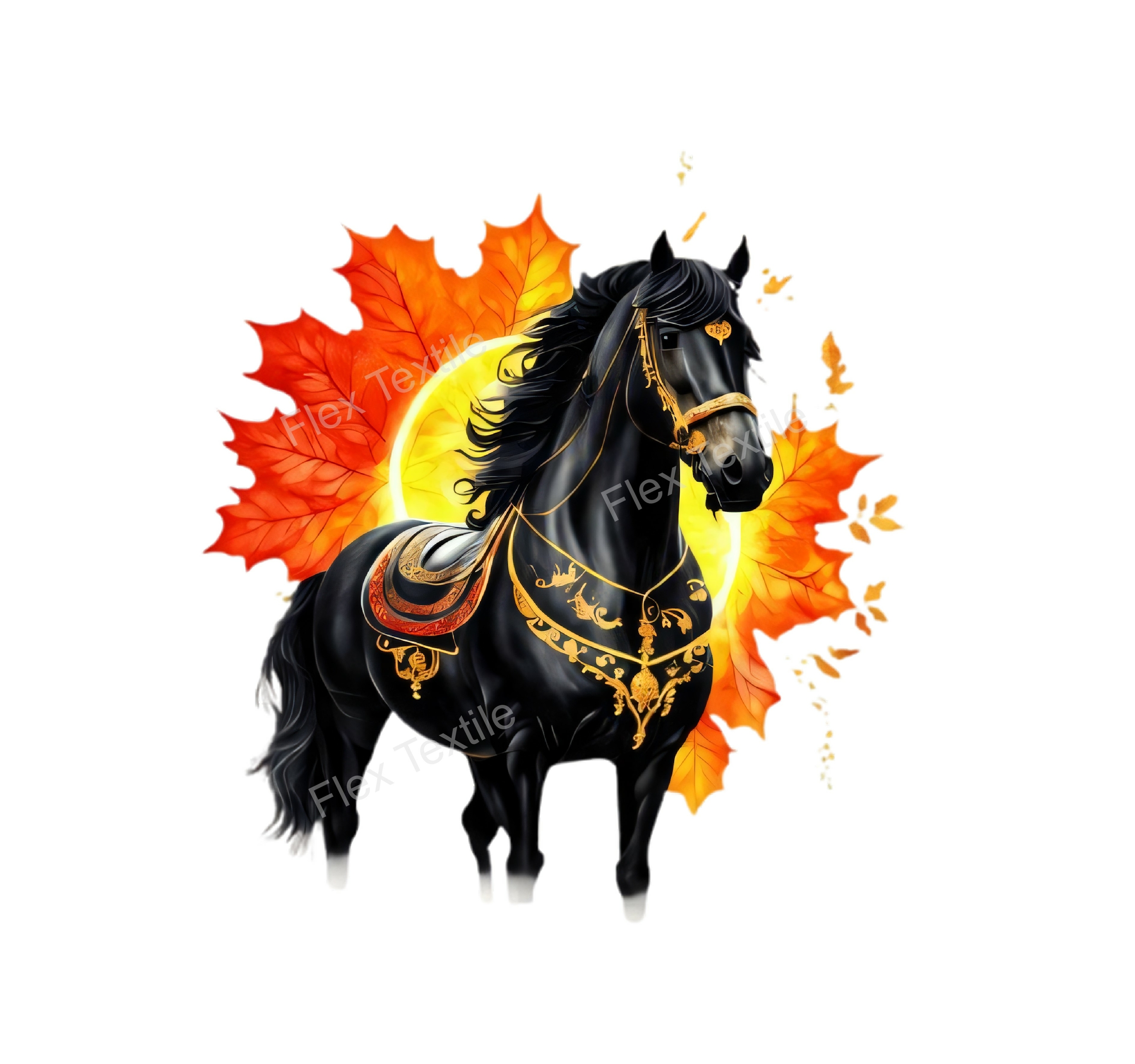 cheval noir médiéval transfert thermocollant impression dtf flex textile