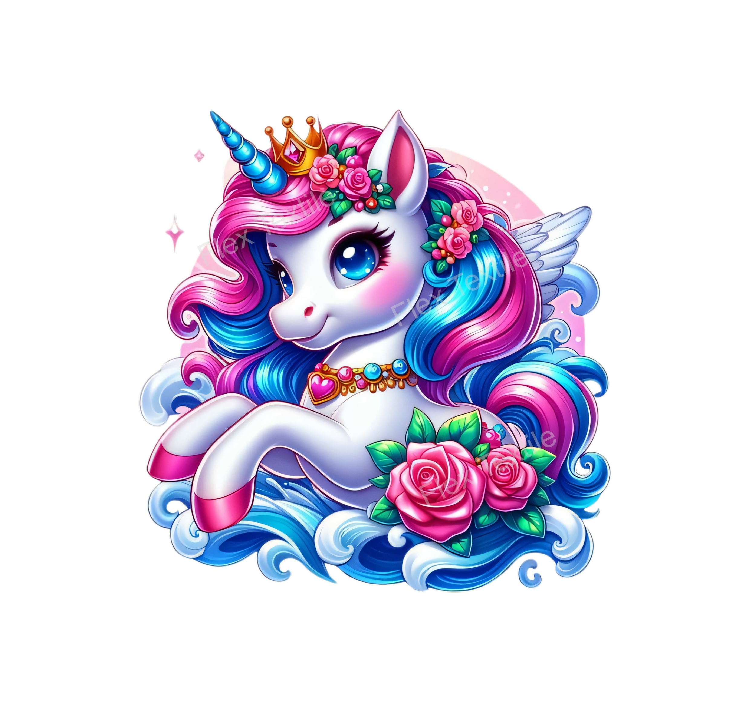 licorne bijoux fleurs transfert thermocollant impression dtf flex textile
