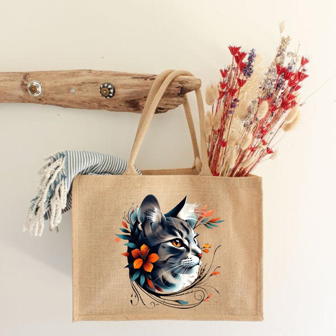 Chat Gris Fleurs2