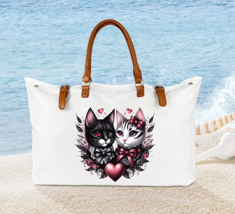 Chats Noir Blanc Coeurs2