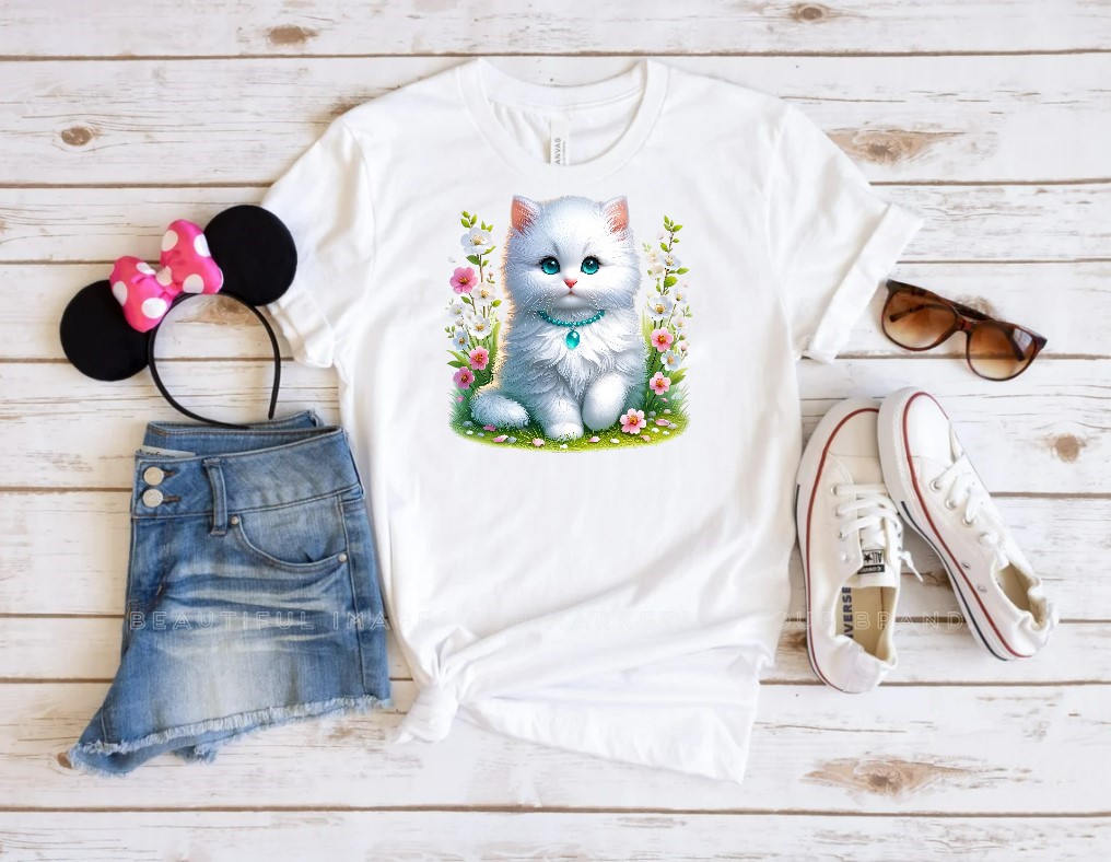 Chat Blanc Fleurs1