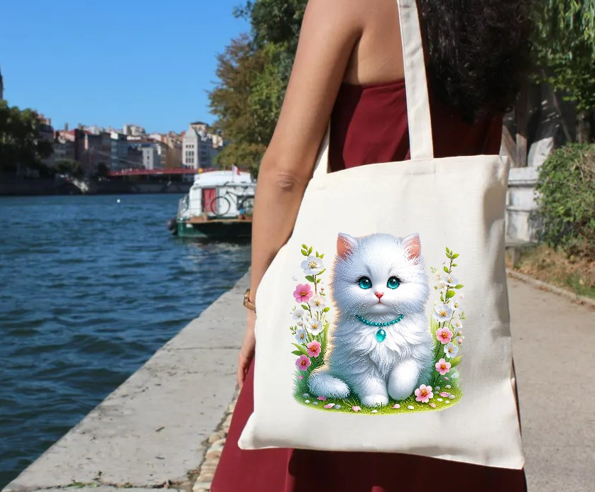 Chat Blanc Fleurs2