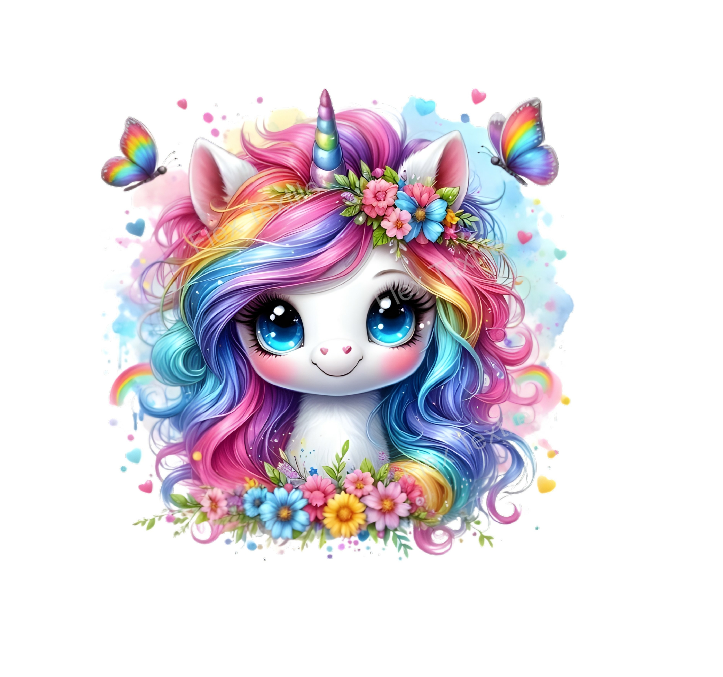 licorne papillons rainbow transfert thermocollant impression dtf flex textile