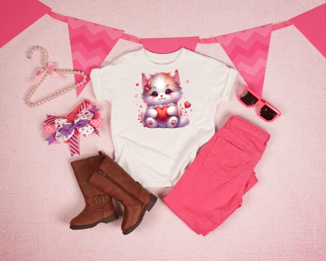 Chaton Blanc Coeurs1