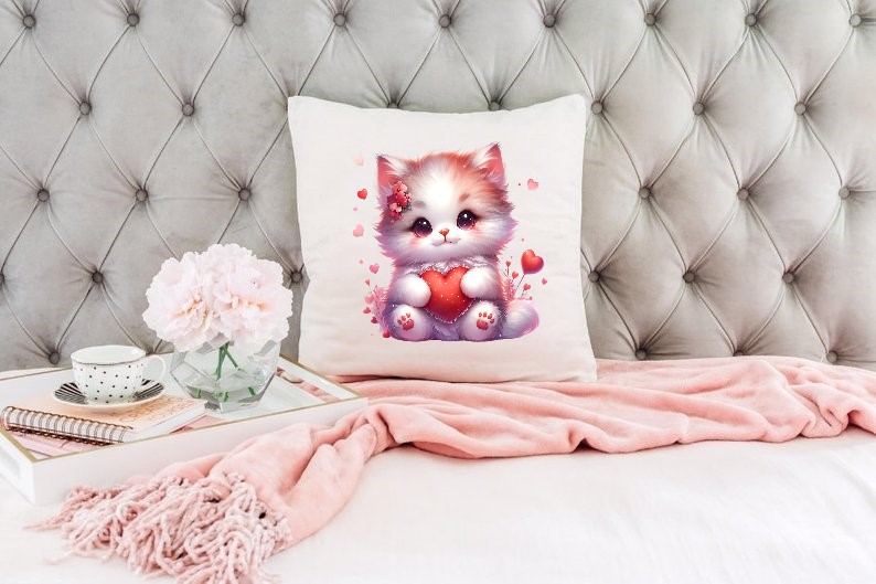 Chaton Blanc Coeurs2