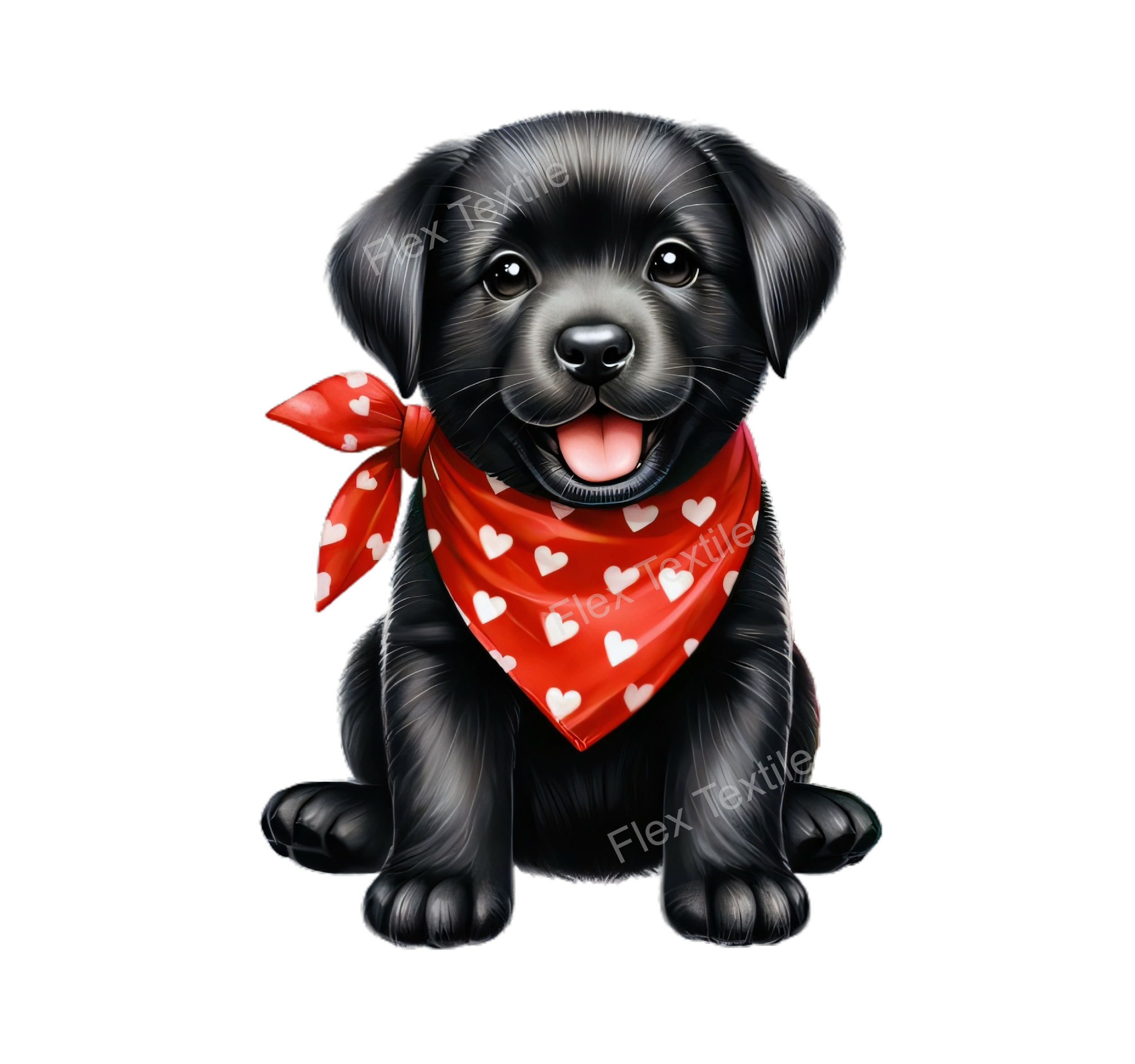 chiot noir foulard transfert thermocollant impression dtf flex textile