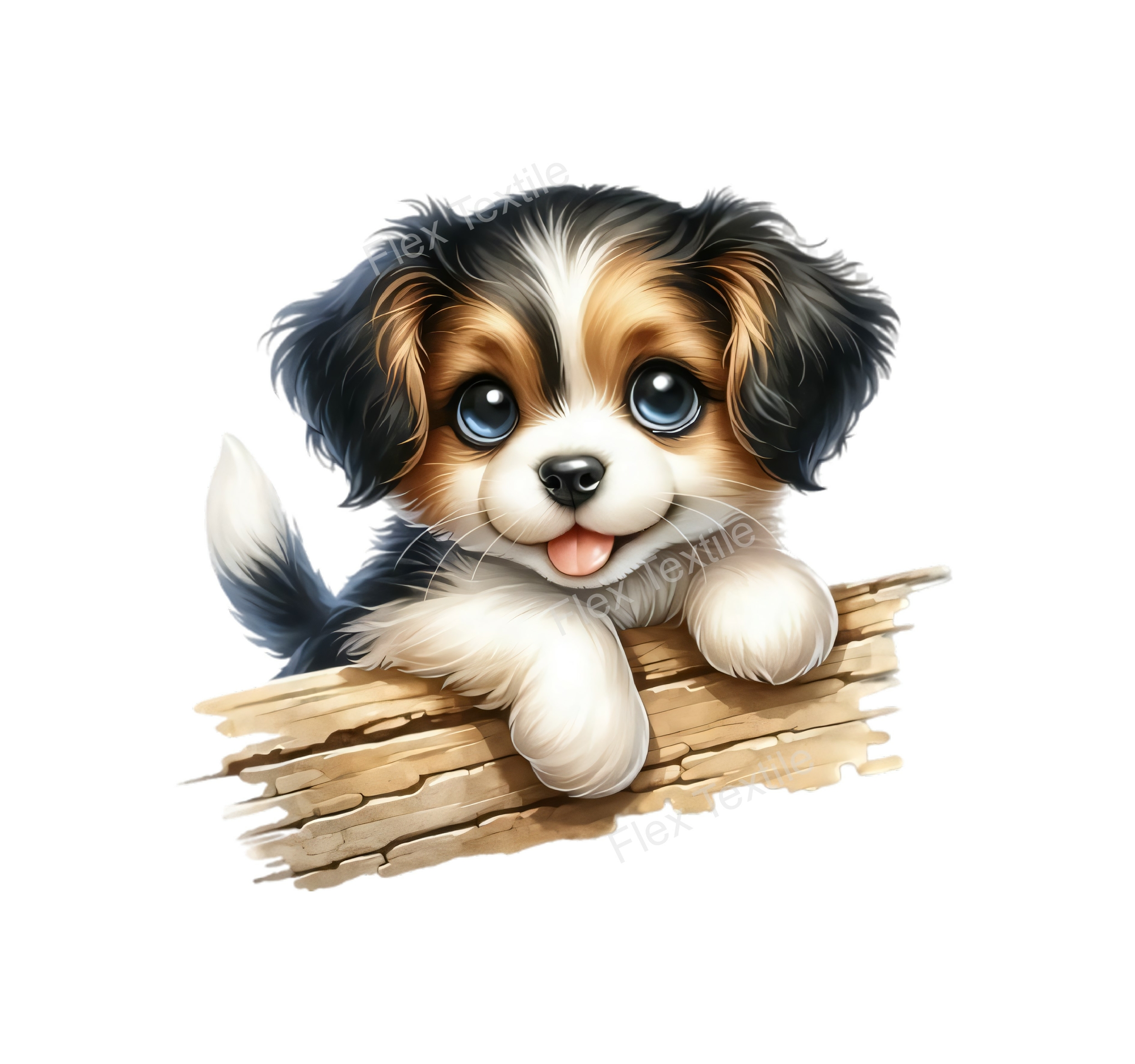 chiot branche cute transfert thermocollant impression dtf flex textile