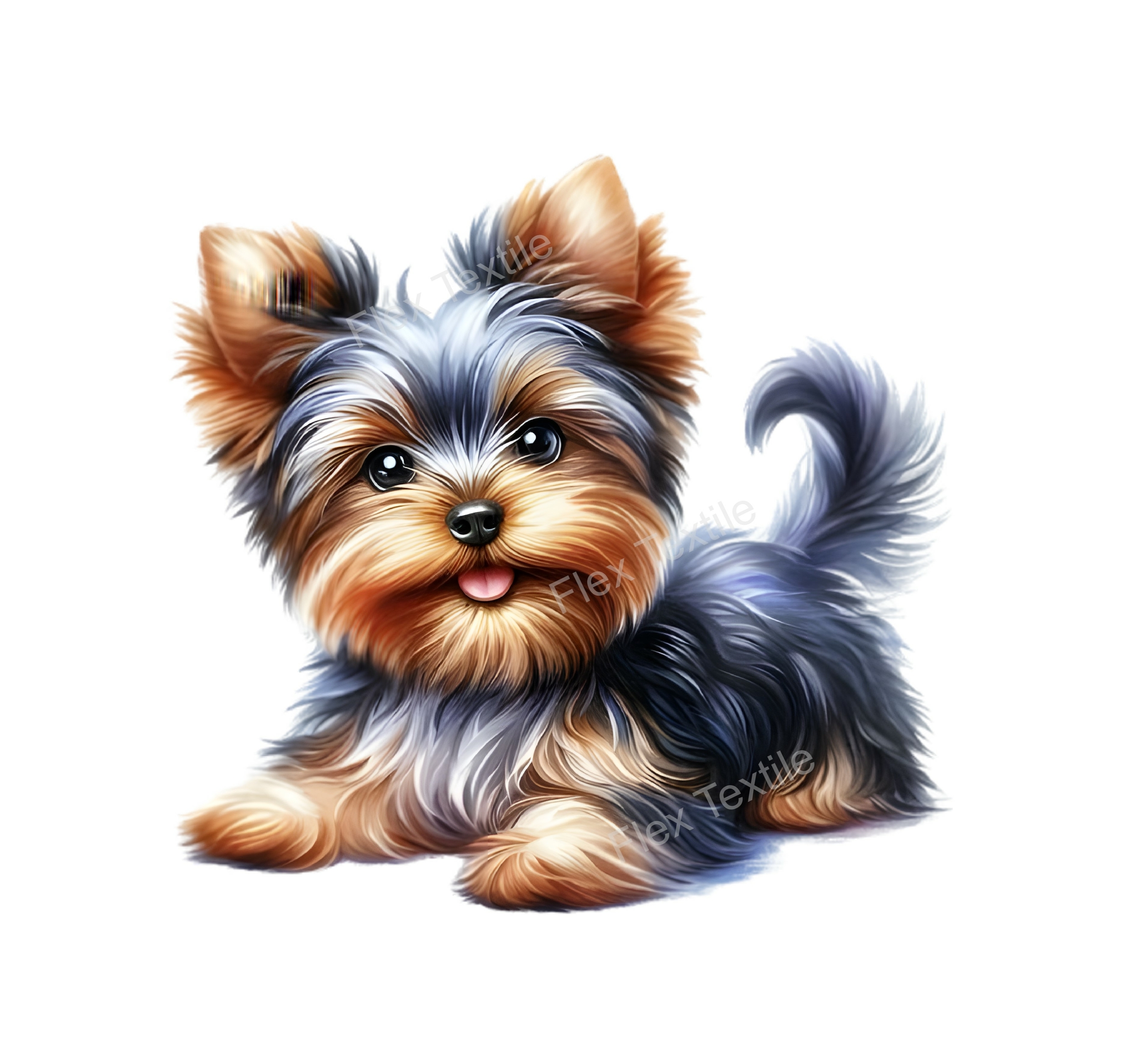 chiot york allongé transfert thermocollant impression dtf flex textile
