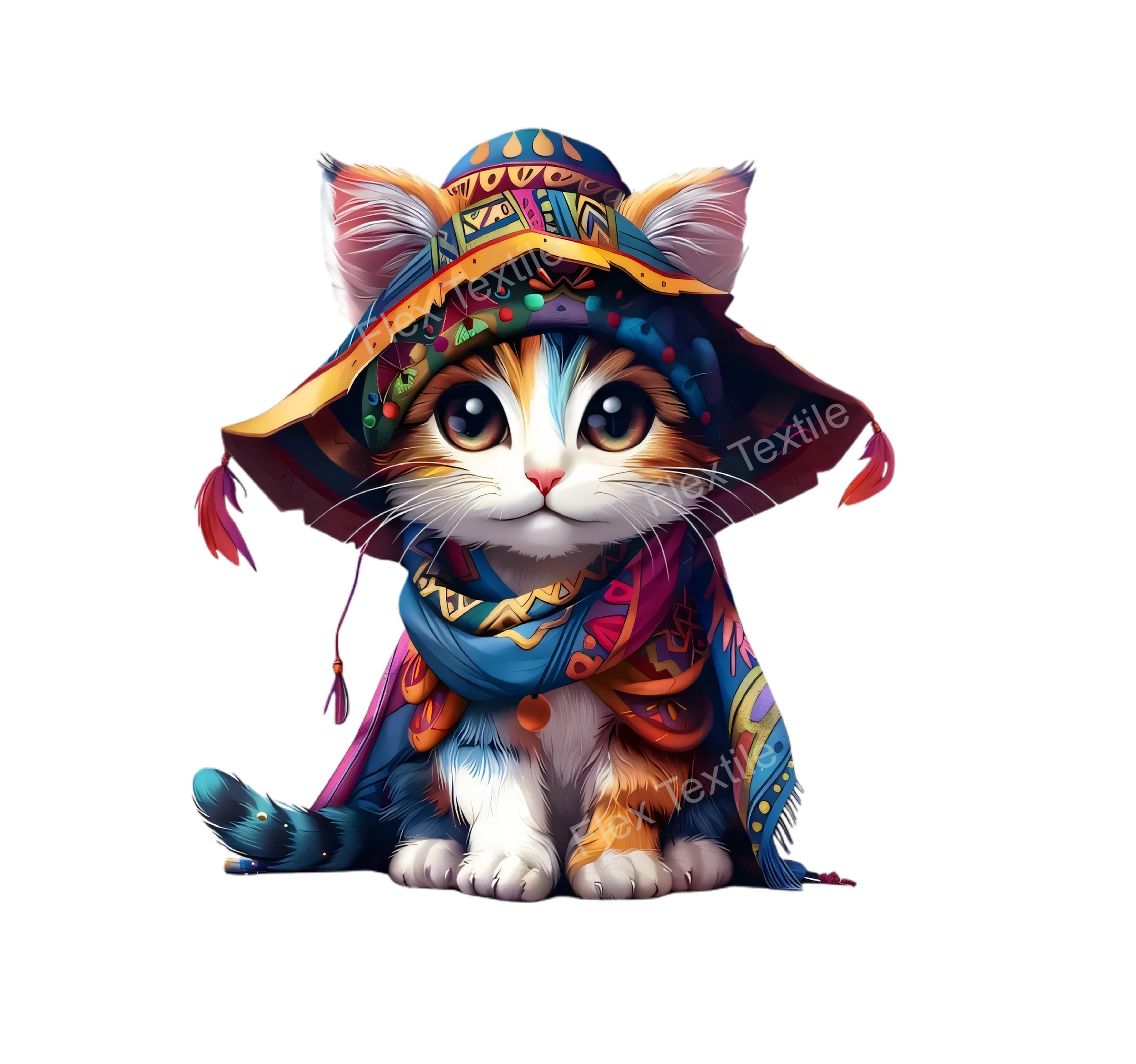 chat chapeau foulard transfert thermocollant impression dtf flex textile