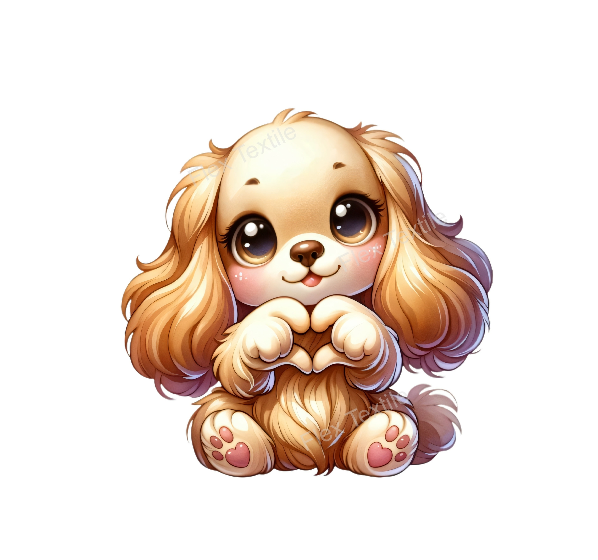 chien coeur pattes transfert thermocollant impression dtf flex textile