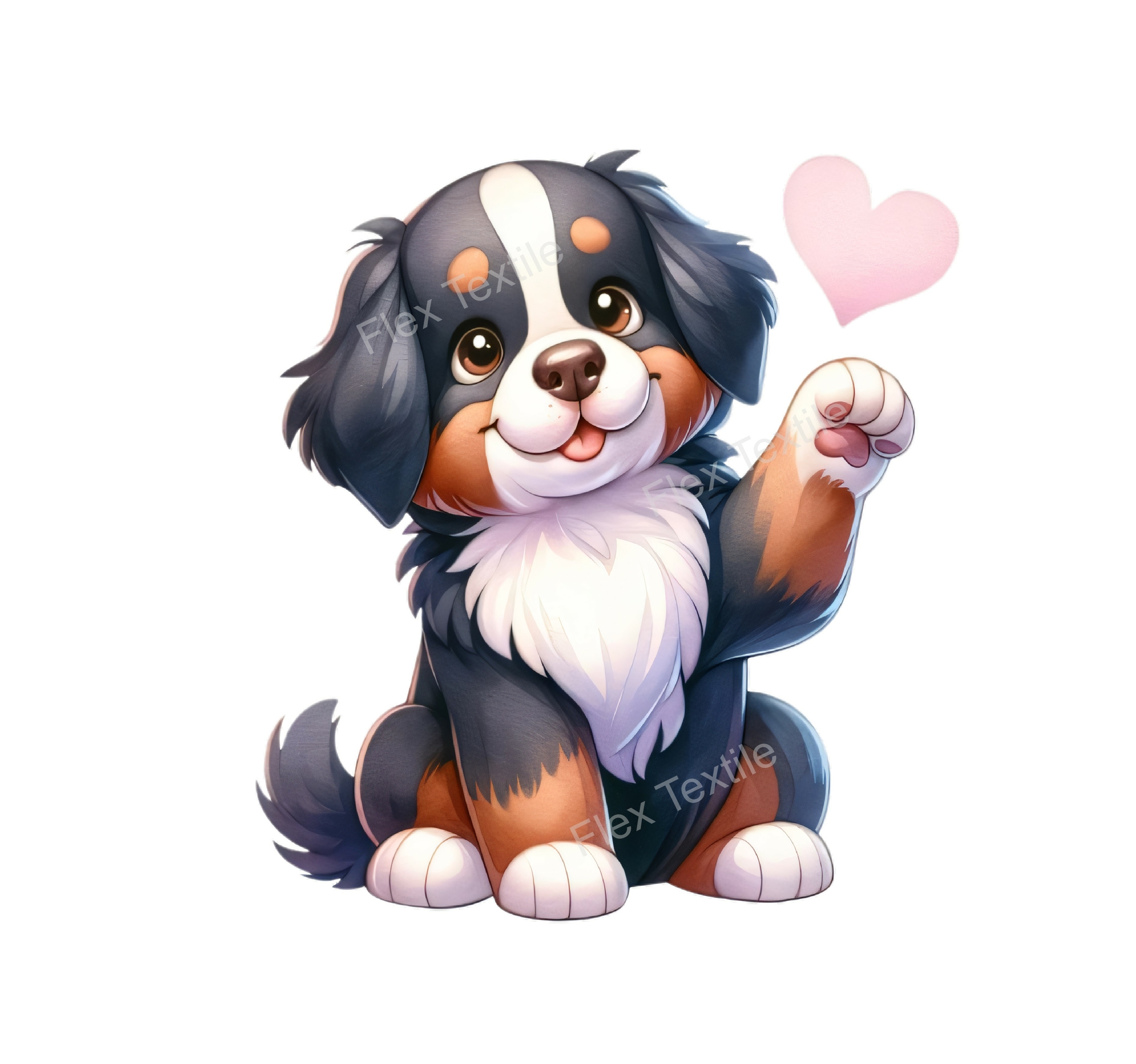 chien bouvier coeur transfert thermocollant impression dtf flex textile