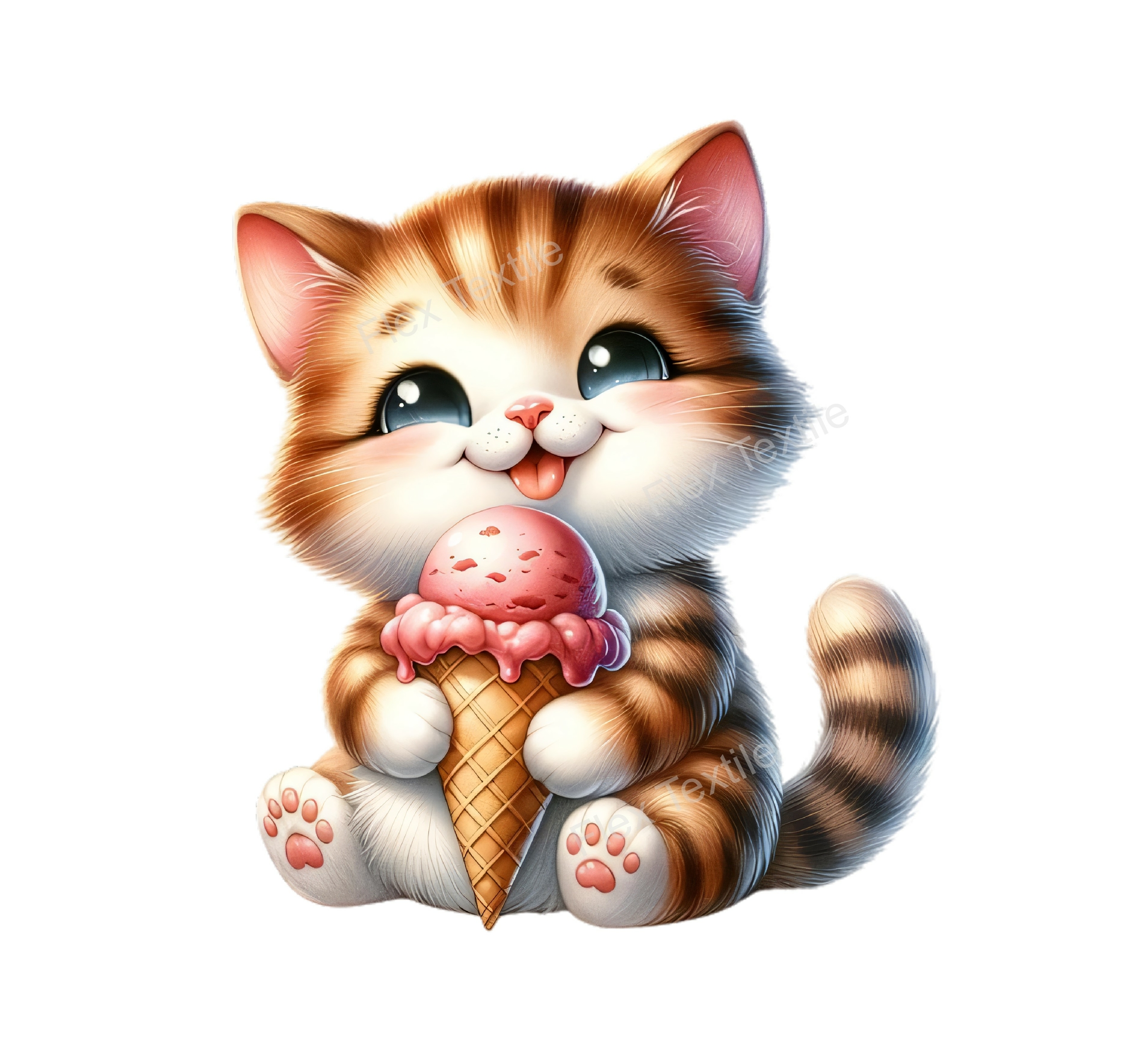 chat glace transfert thermocollant impression dtf flex textile