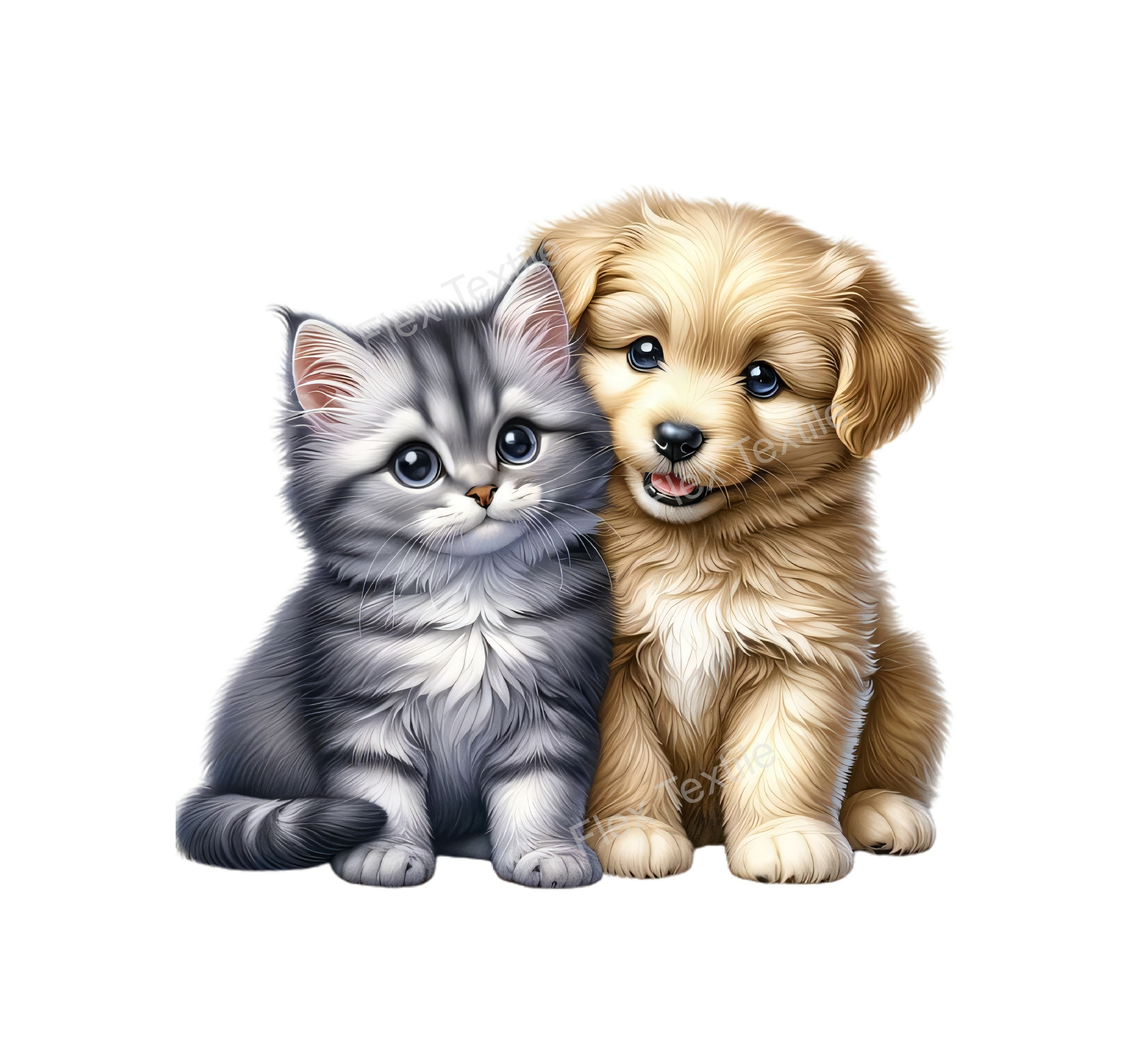 chat chien assis transfert thermocollant impression dtf flex textile