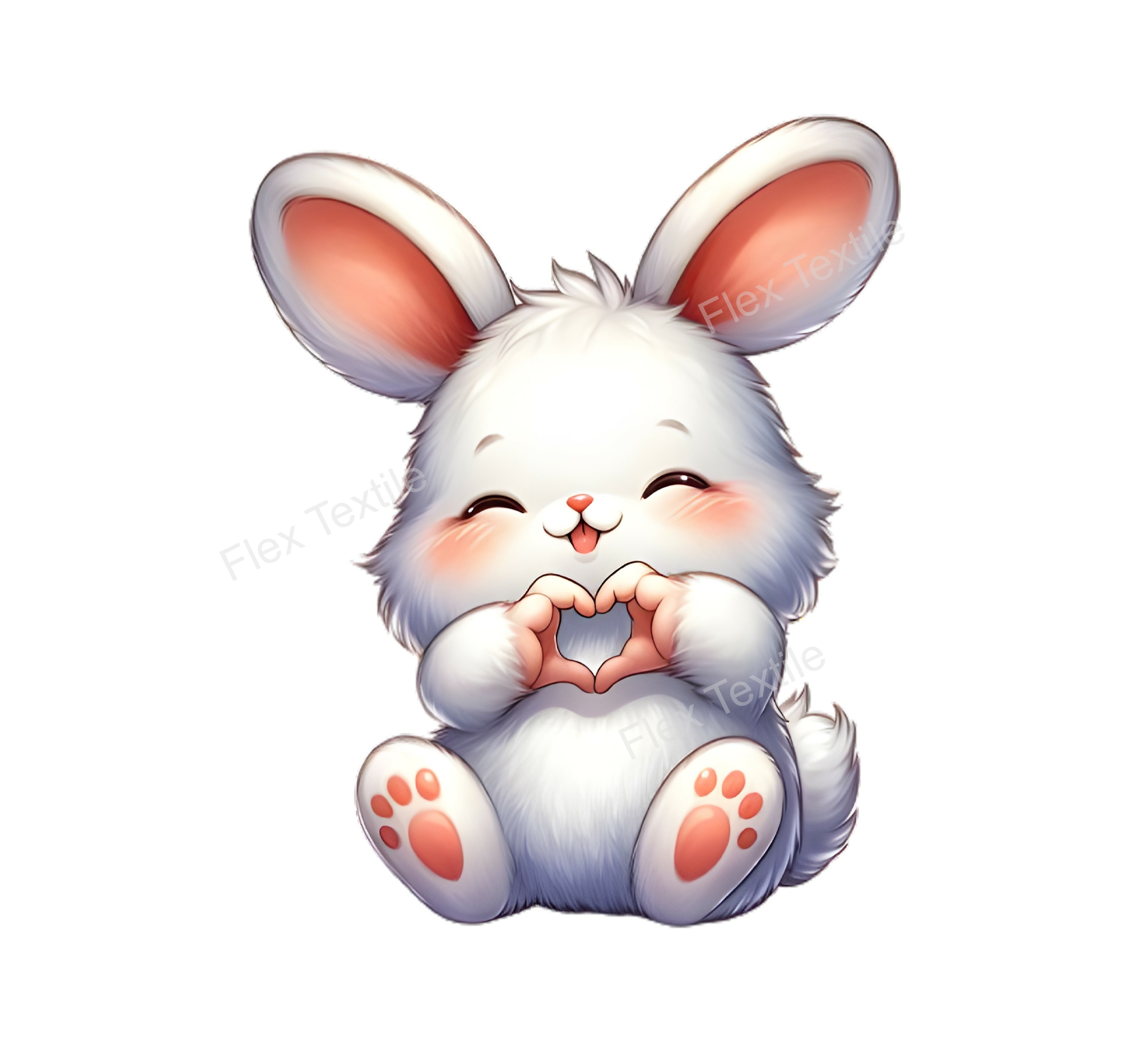 lapin coeur transfert thermocollant impression dtf flex textile