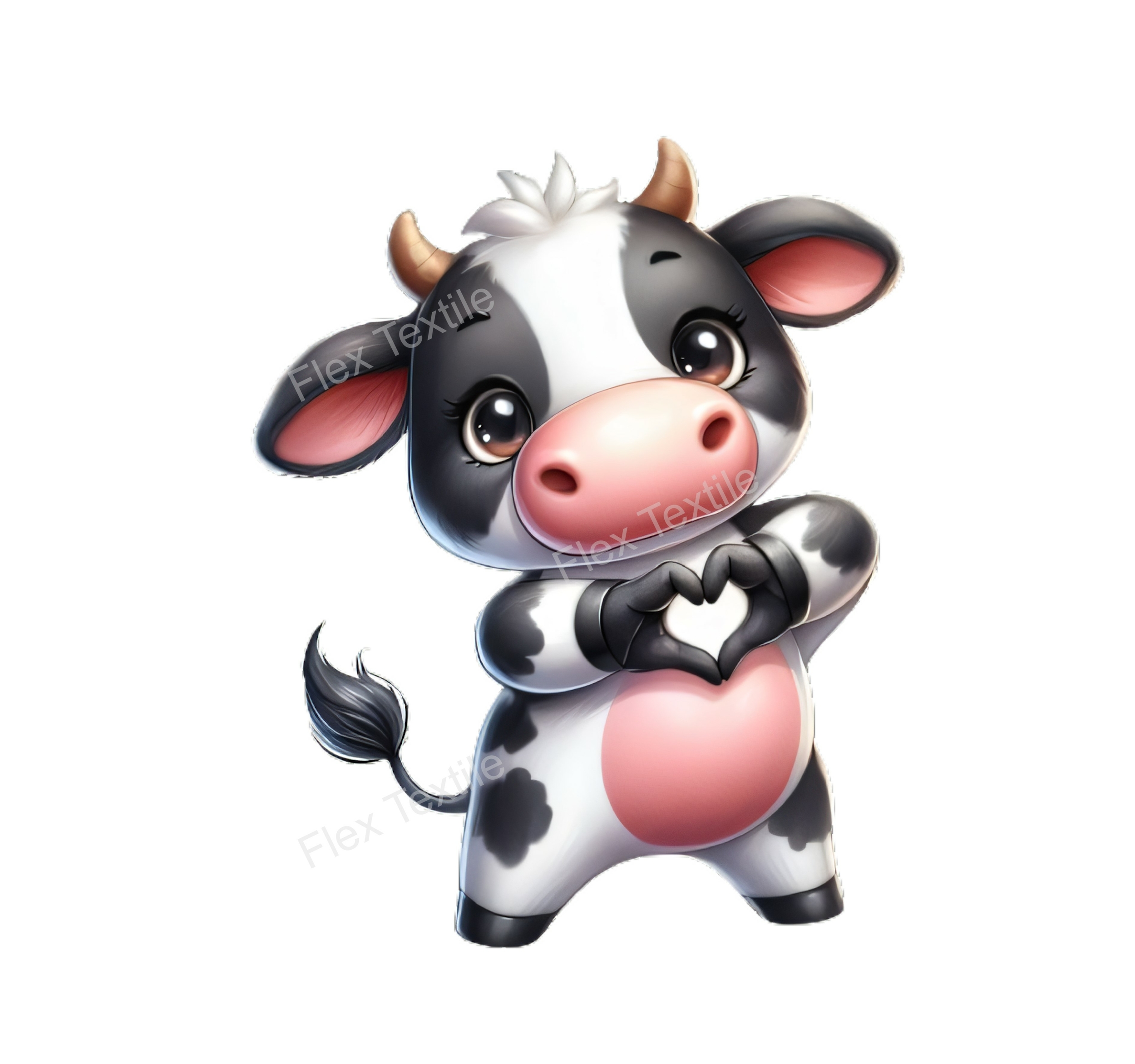 vache coeur transfert thermocollant impression dtf flex textile