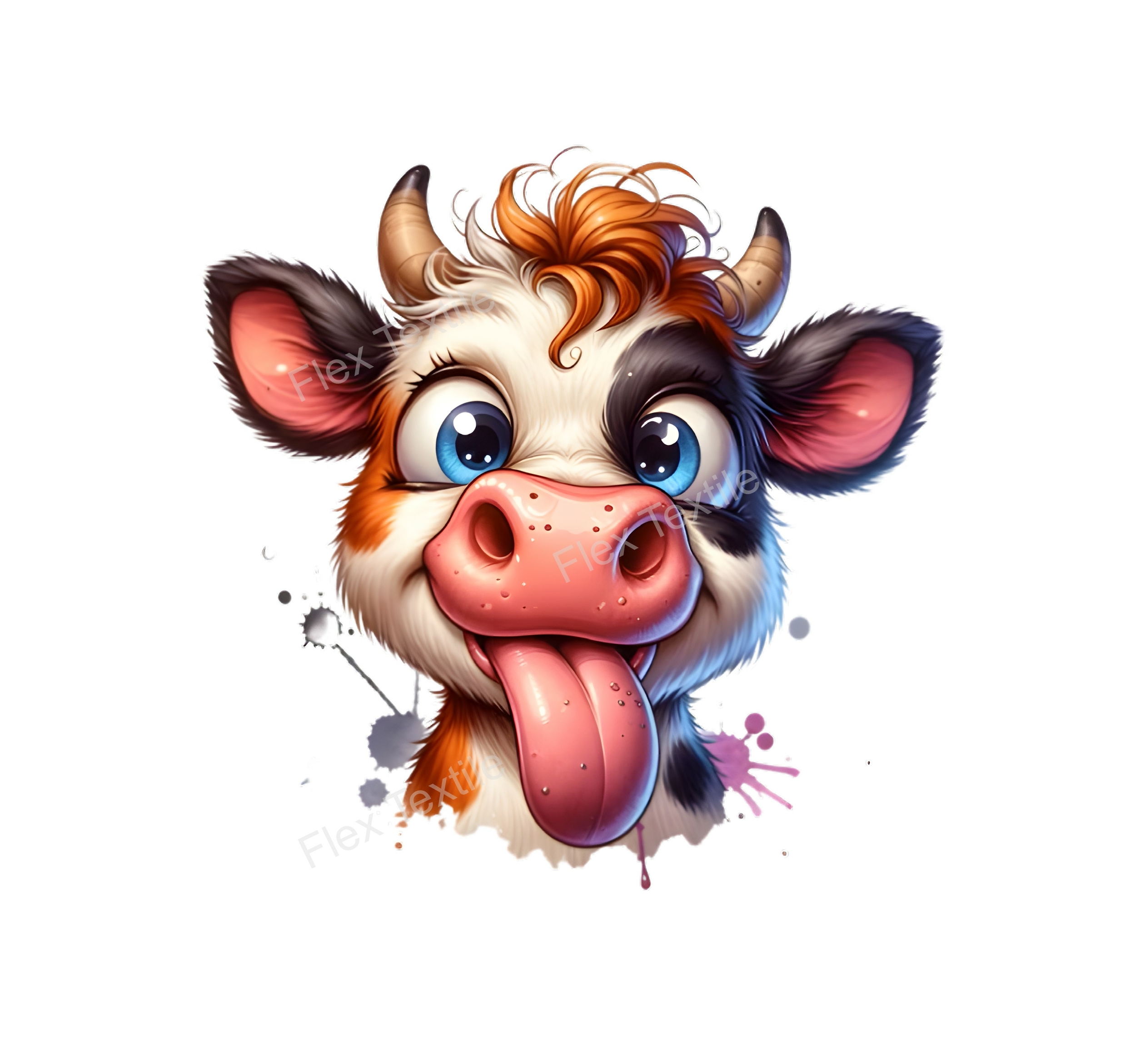vache tire langue transfert thermocollant impression dtf flex textile