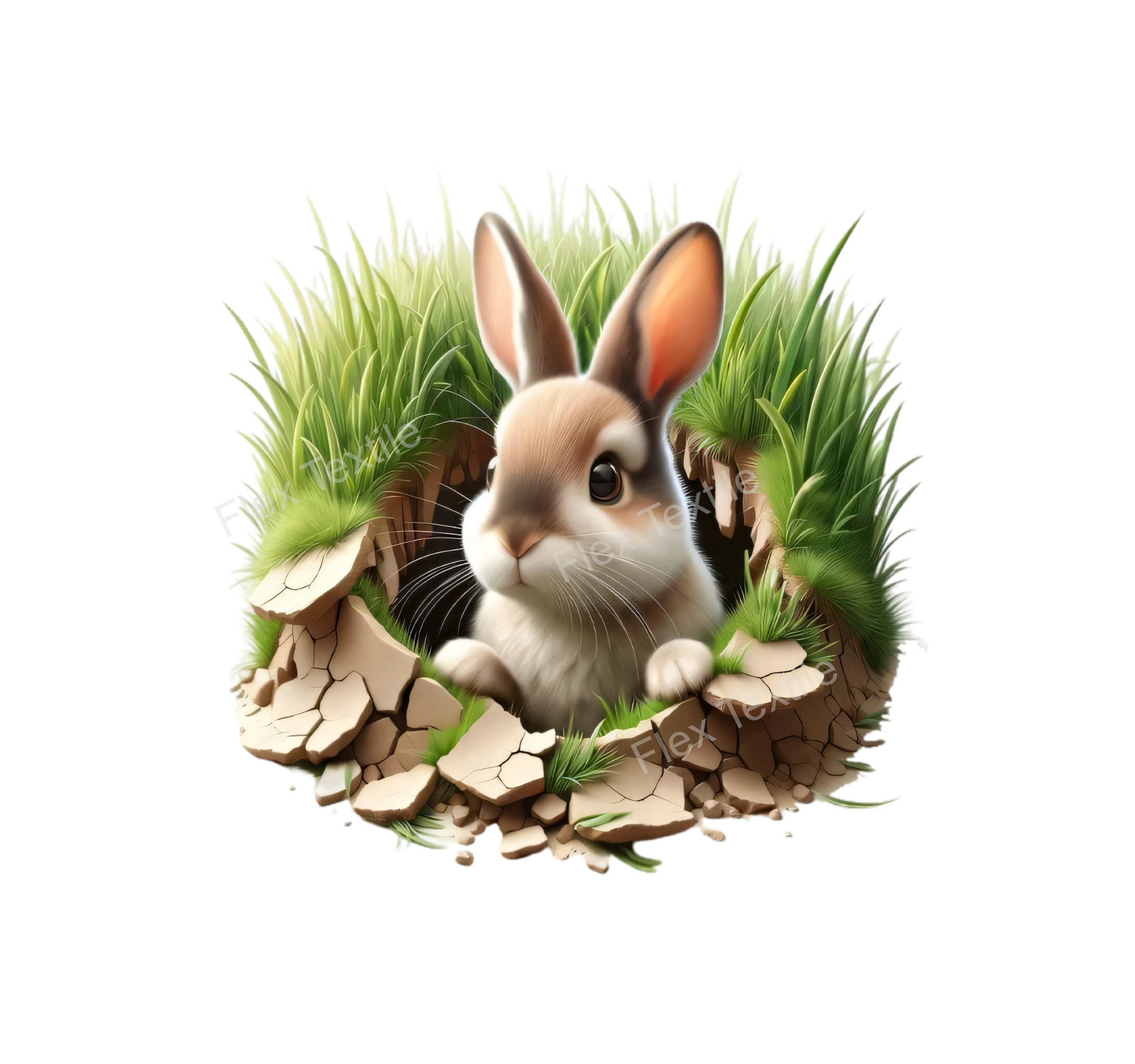 tête lapin herbes transfert thermocollant impression dtf flex textile