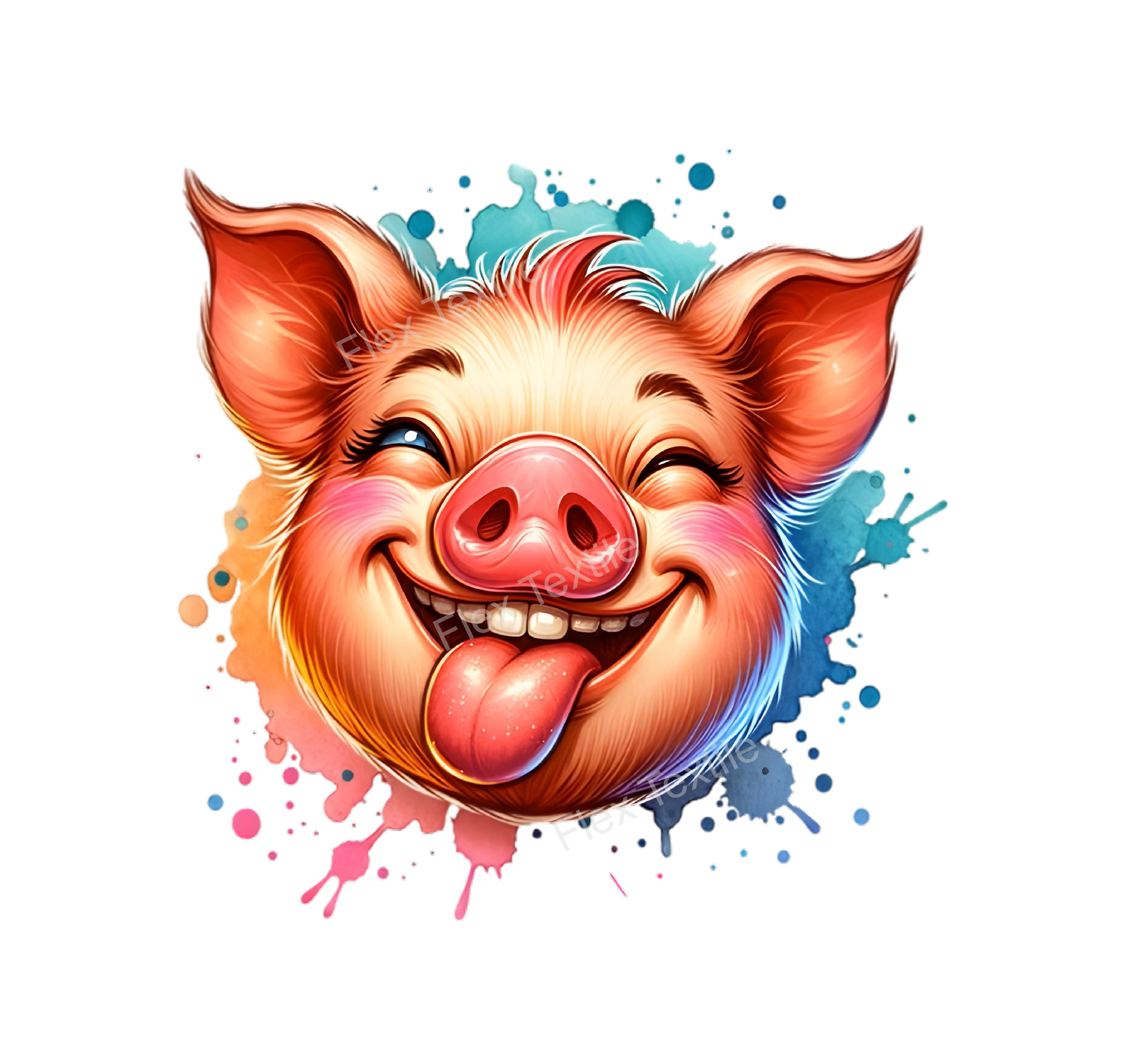 tête cochon grimace transfert thermocollant impression dtf flex textile