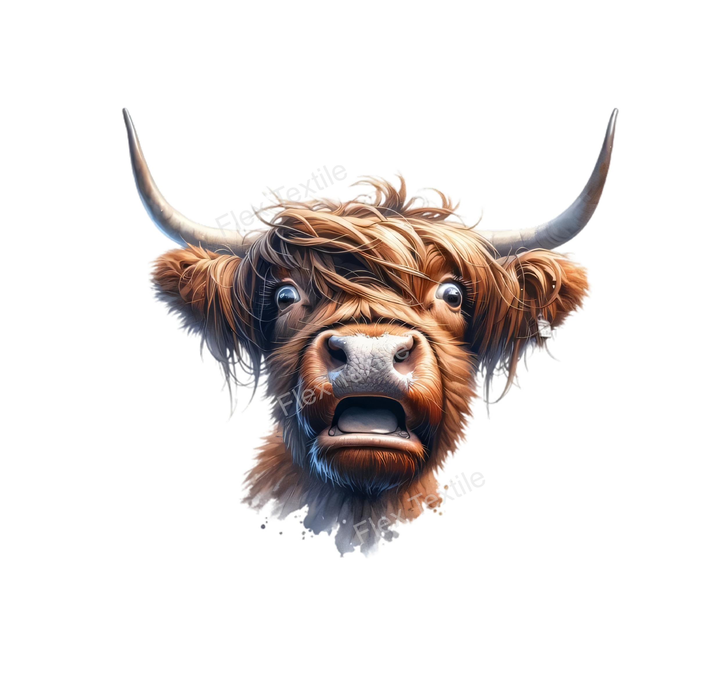 vache poils étonnée transfert thermocollant impression dtf flex textile