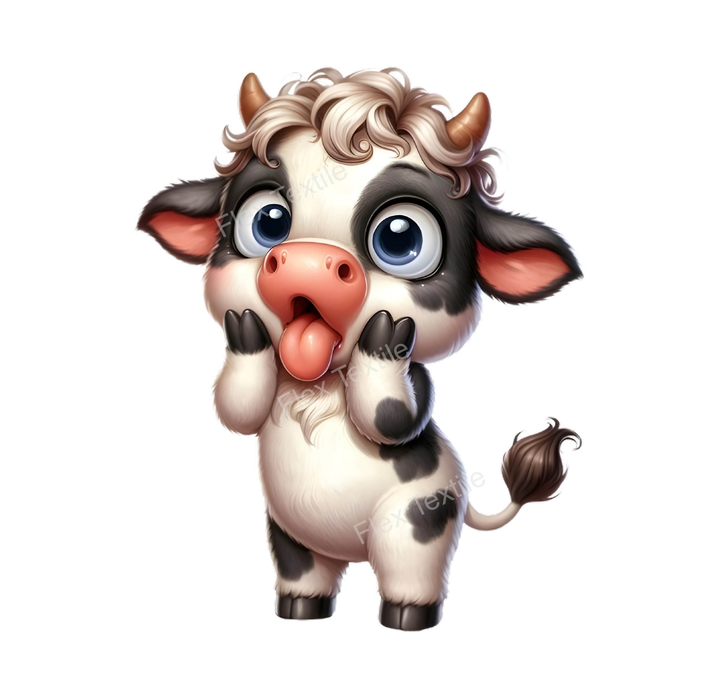 vache debout étonnée transfert thermocollant impression dtf flex textile