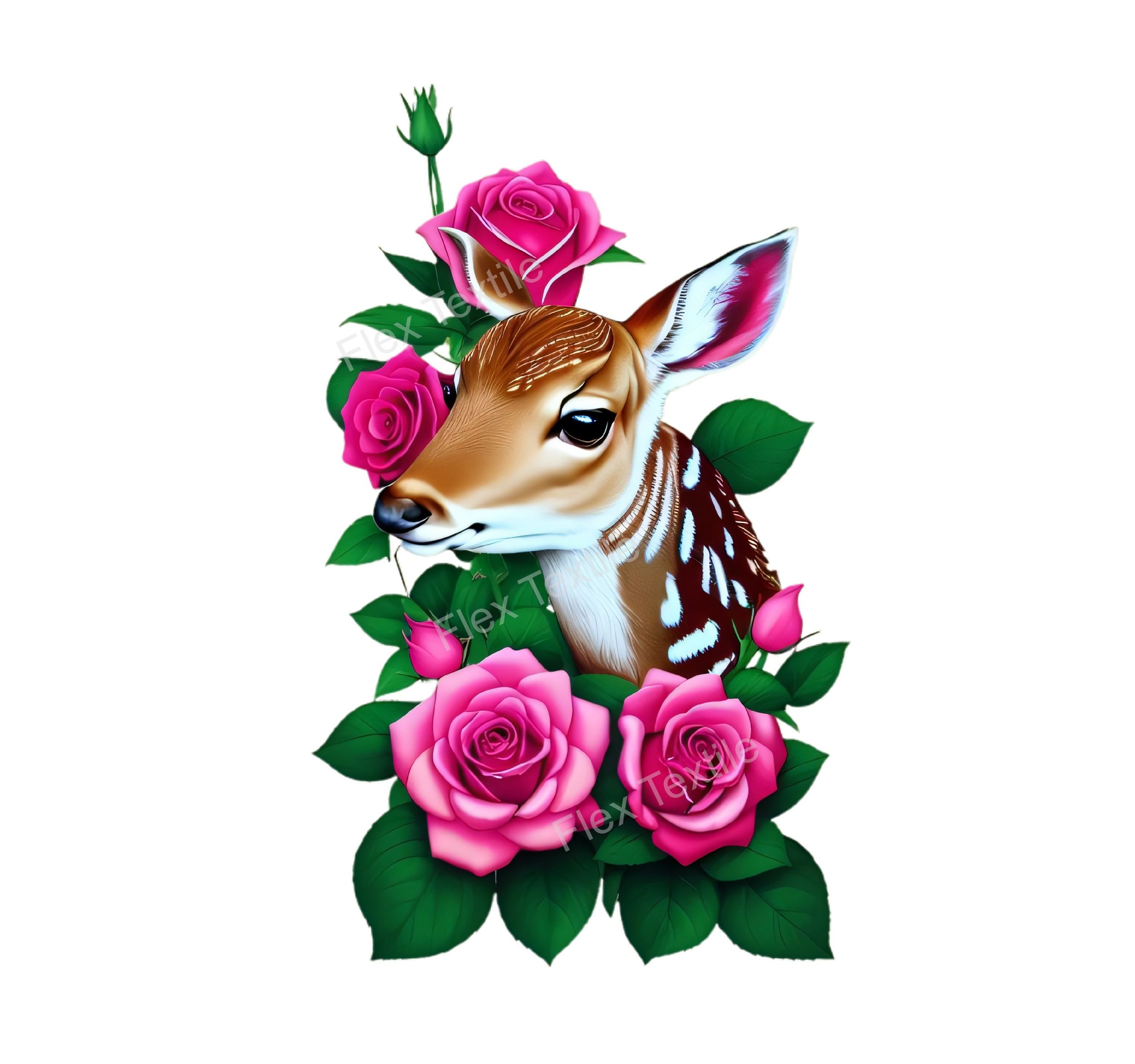 daim biche roses transfert thermocollant impression dtf flex textile