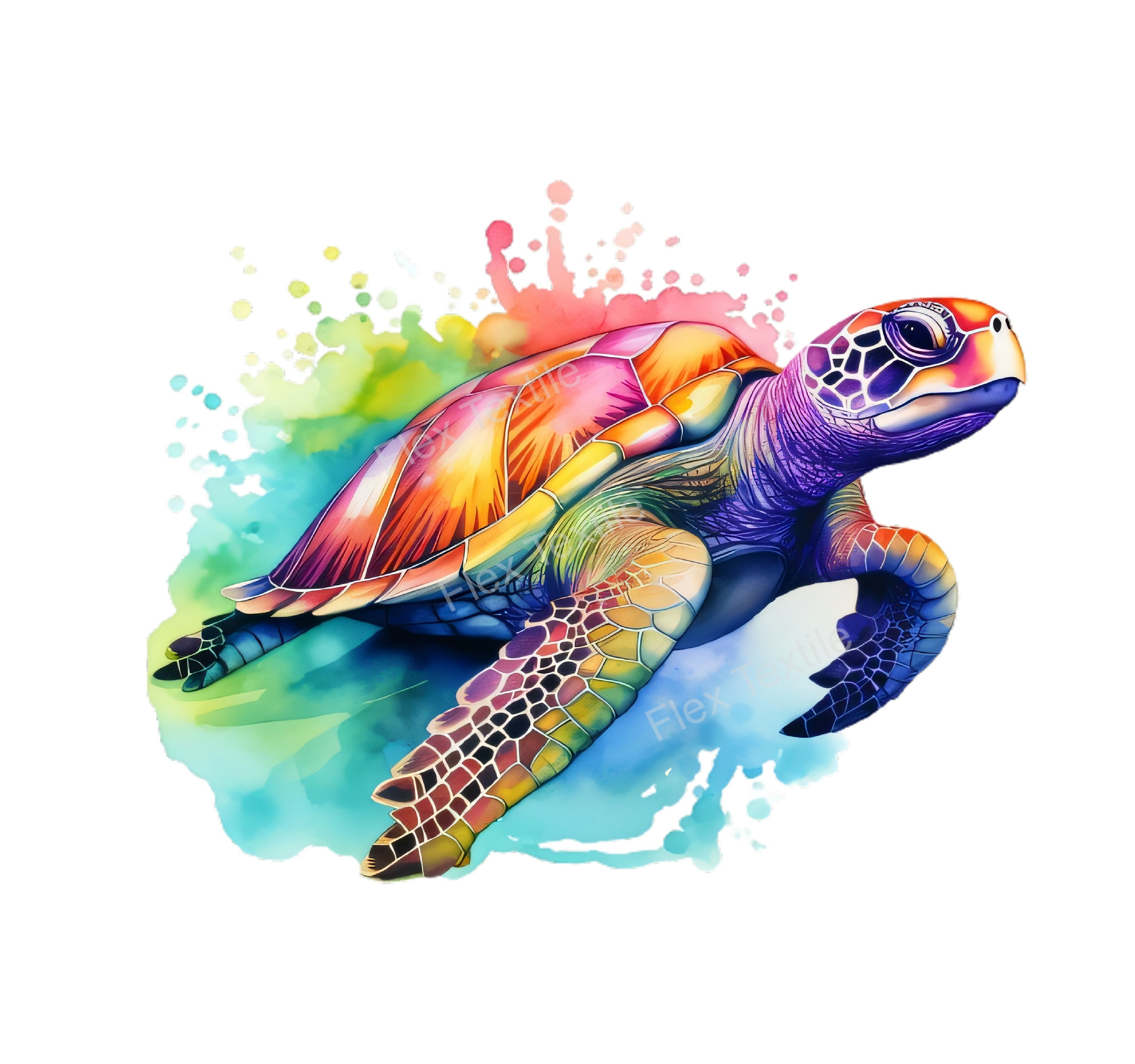 tortue mer nage couleurs transfert thermocollant impression dtf flex textile