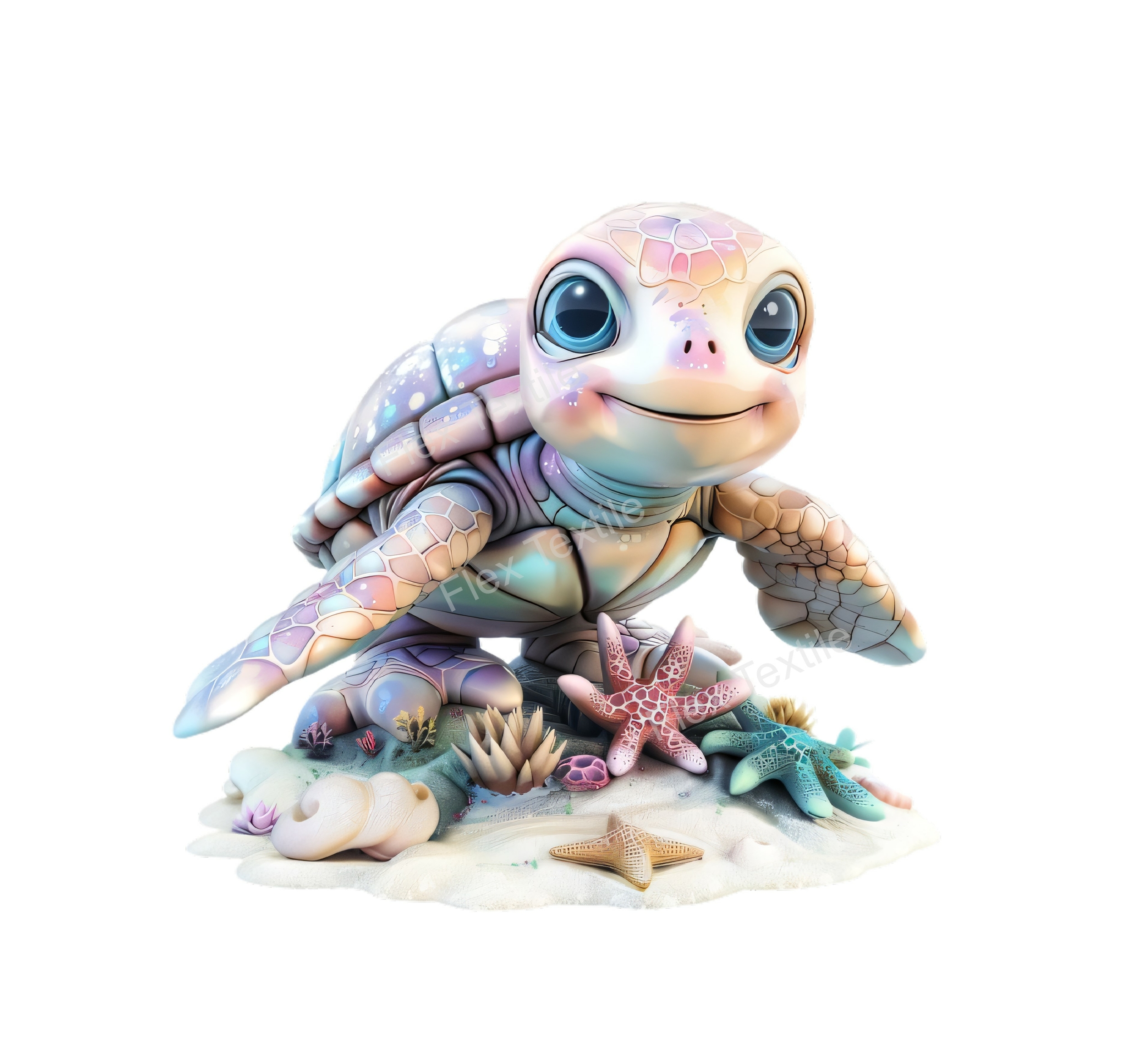 tortue étoile mer sable transfert thermocollant impression dtf flex textile