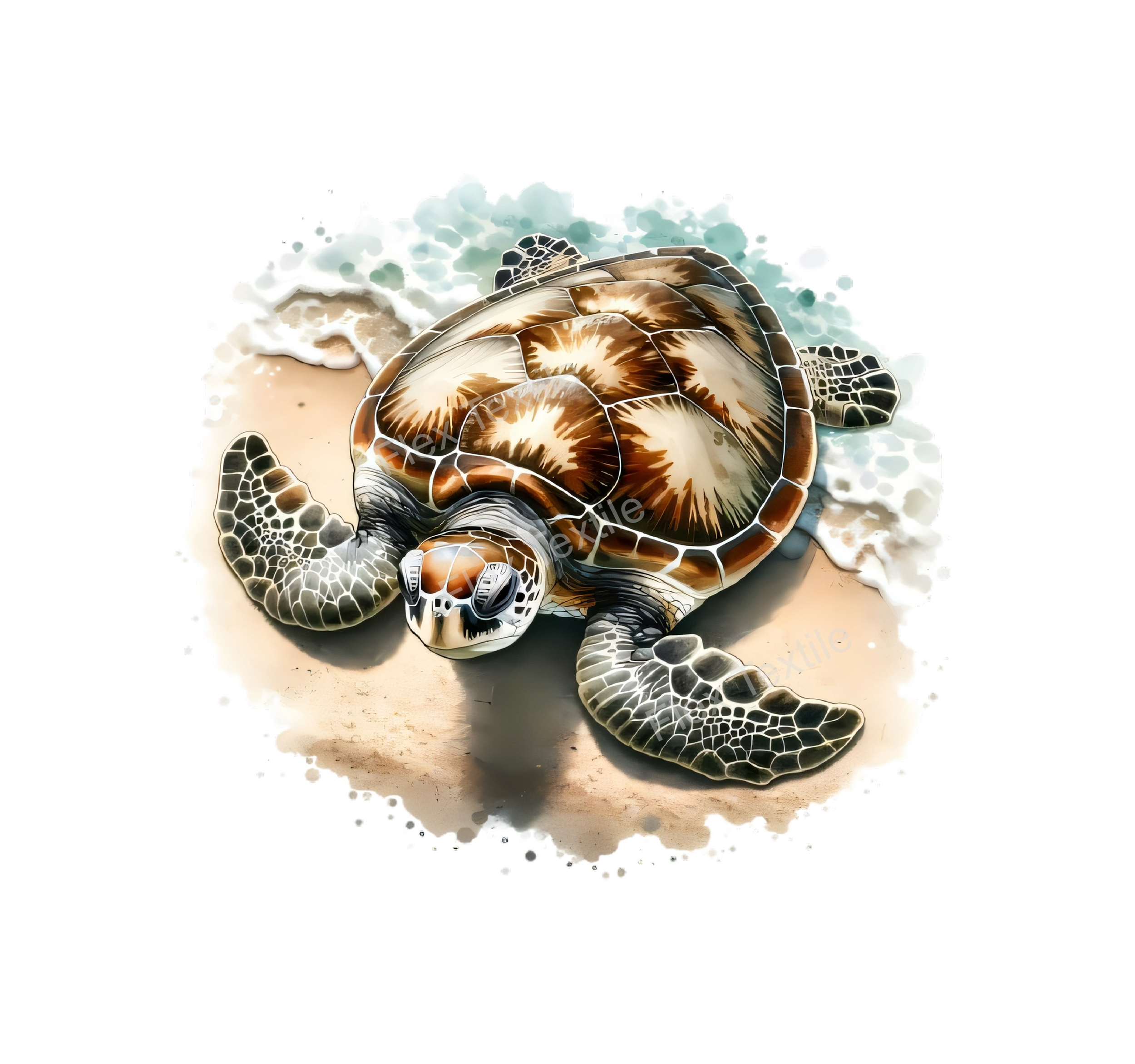 tortue mer plage transfert thermocollant impression dtf flex textile
