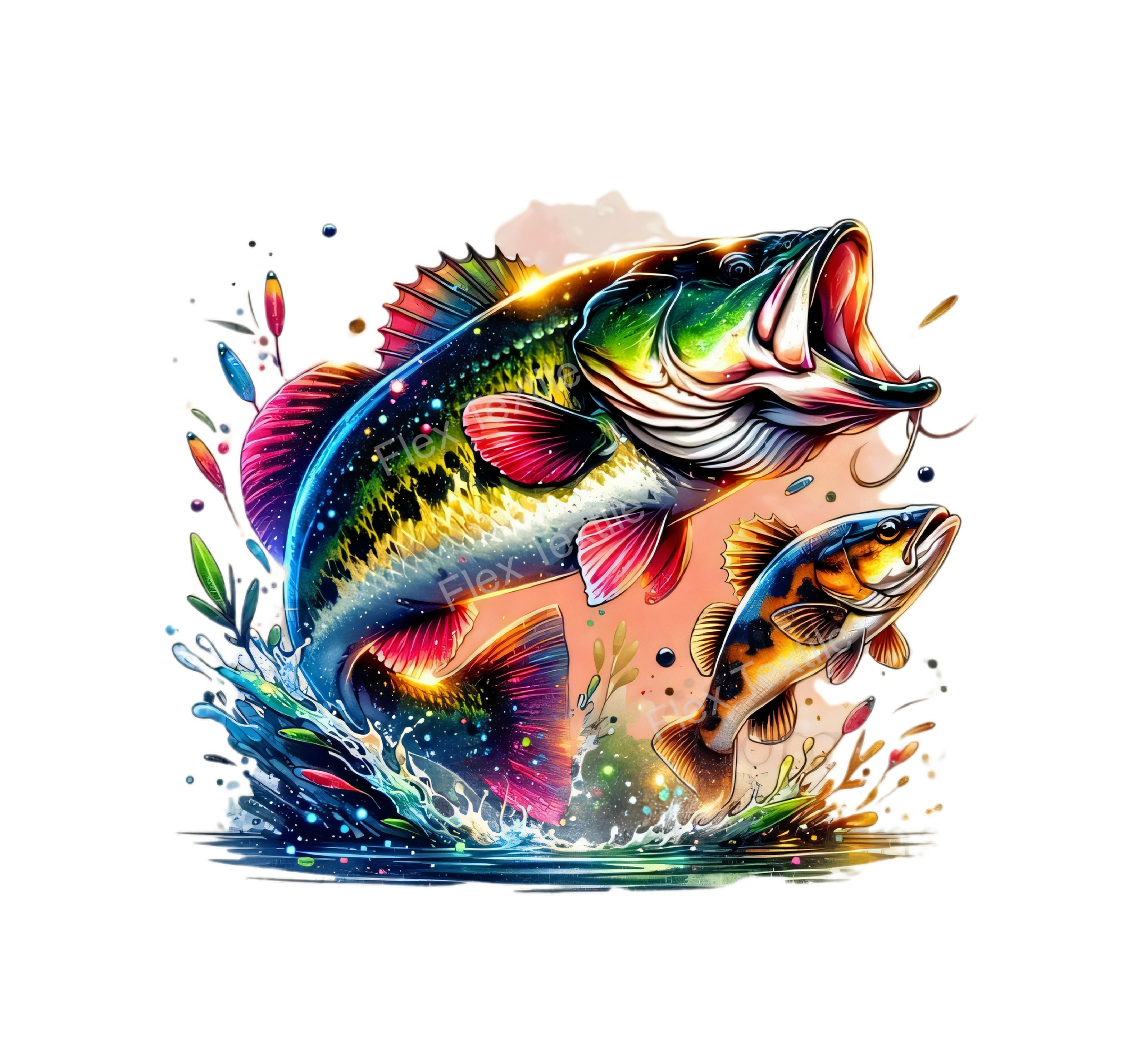 deux poissons transfert thermocollant impression dtf flex textile