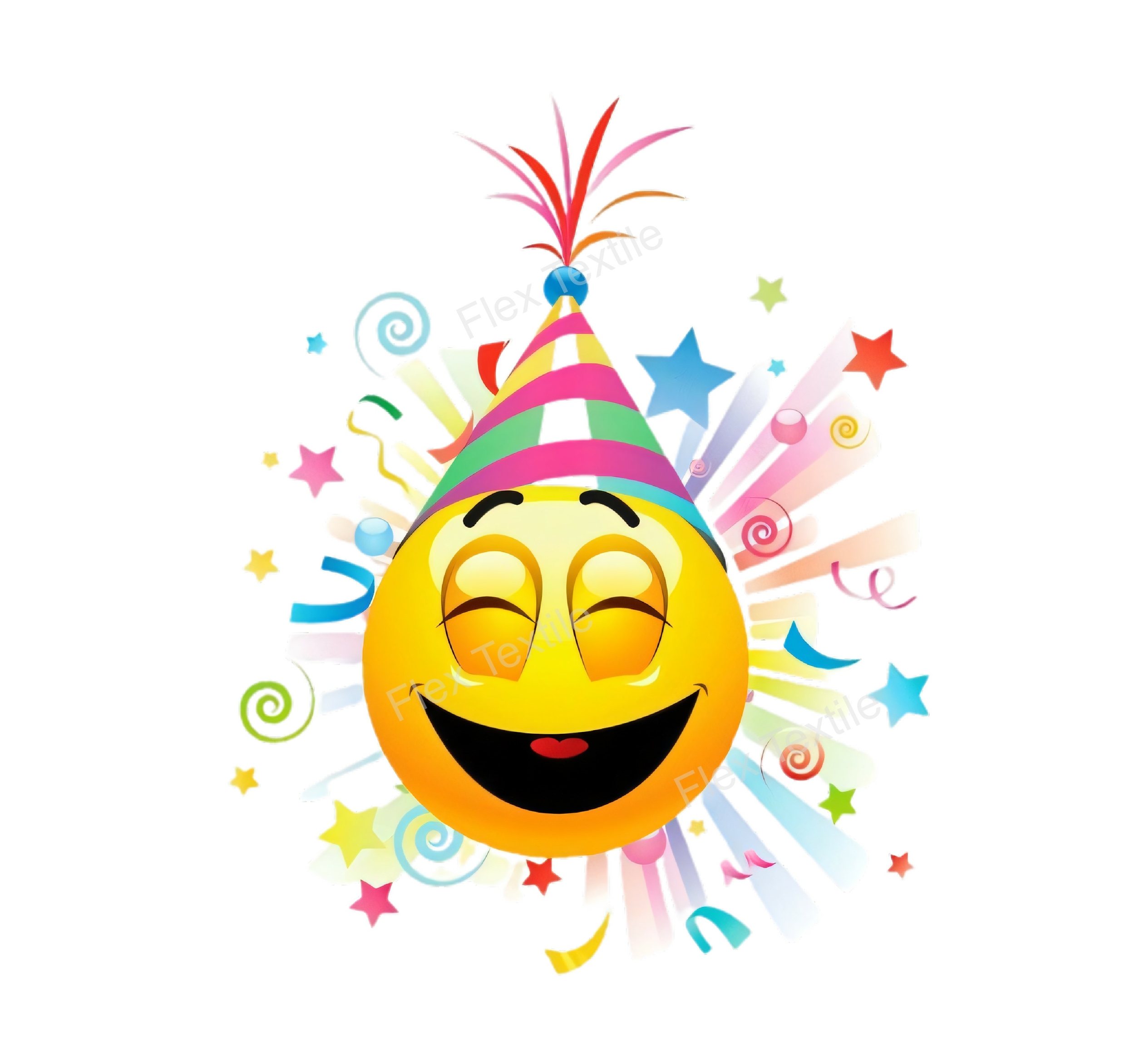 emoji chapeau fête transfert thermocollant impression dtf flex textile