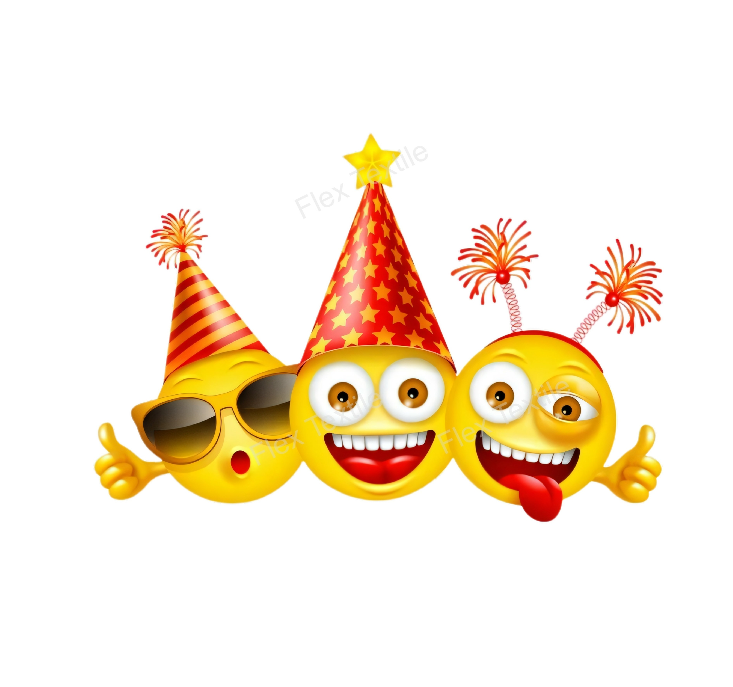 emojis fête transfert thermocollant impression dtf flex textile