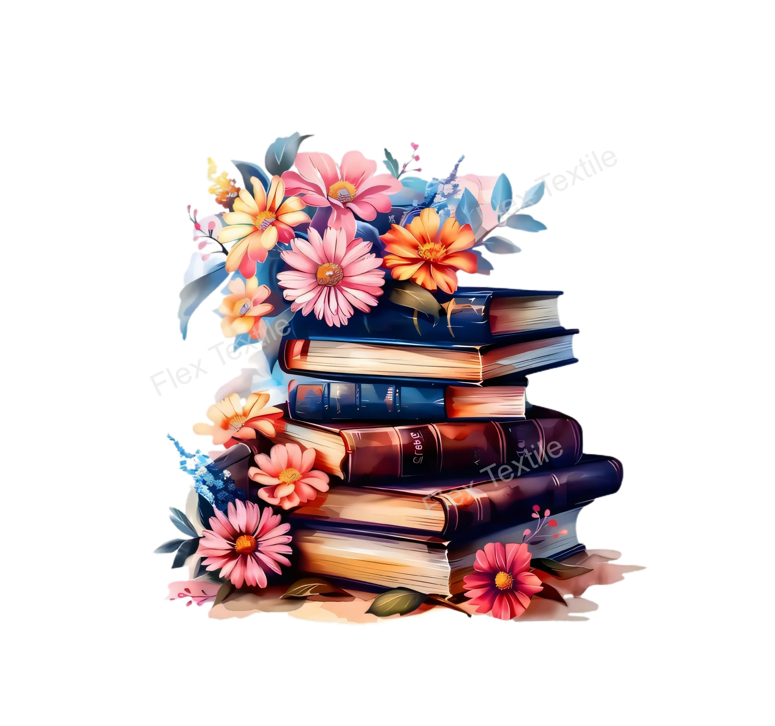 livres fleurs transfert thermocollant impression dtf flex textile